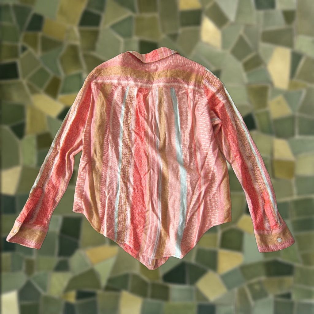 Vintage Maeve Pink Blue Stripe Button Down Long Sleeve Blouse 2/S Anthroplogie Maeve Pink Blue Stripe Button Down Long Sleeve Flannel Blouse 2/S Size XS / US 0-2 / IT 36-38 - 1 Thumbnail