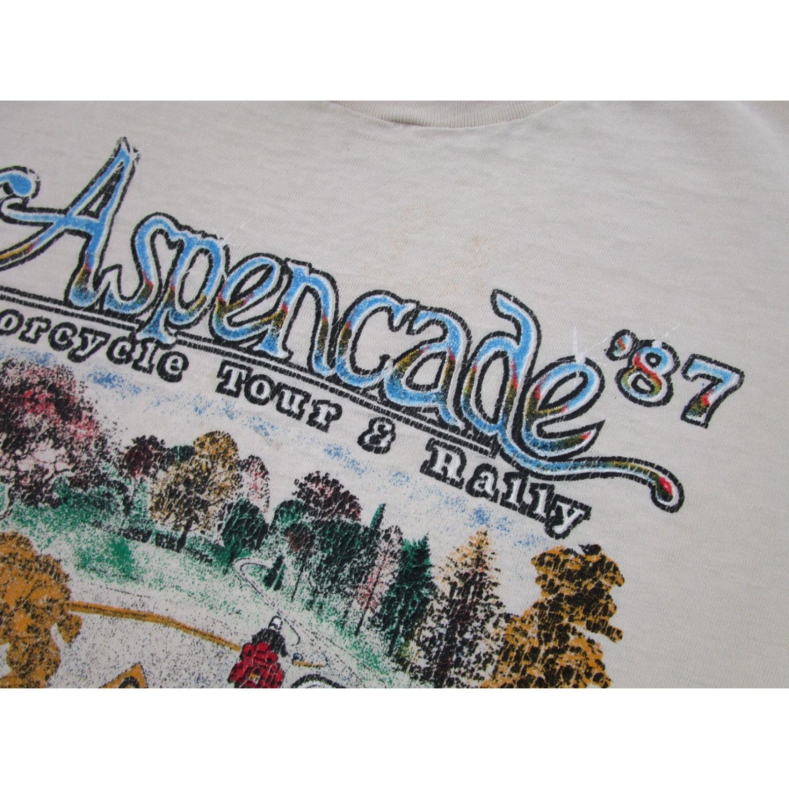 Hanes VINTAGE Hanes T-Shirt Shirt Mens M Beige 1980s 1990s Grunge Biker Americade Aspencade USA Rock Motorcycle Shirt Mens Size US M / EU 48-50 / 2 - 6 Thumbnail