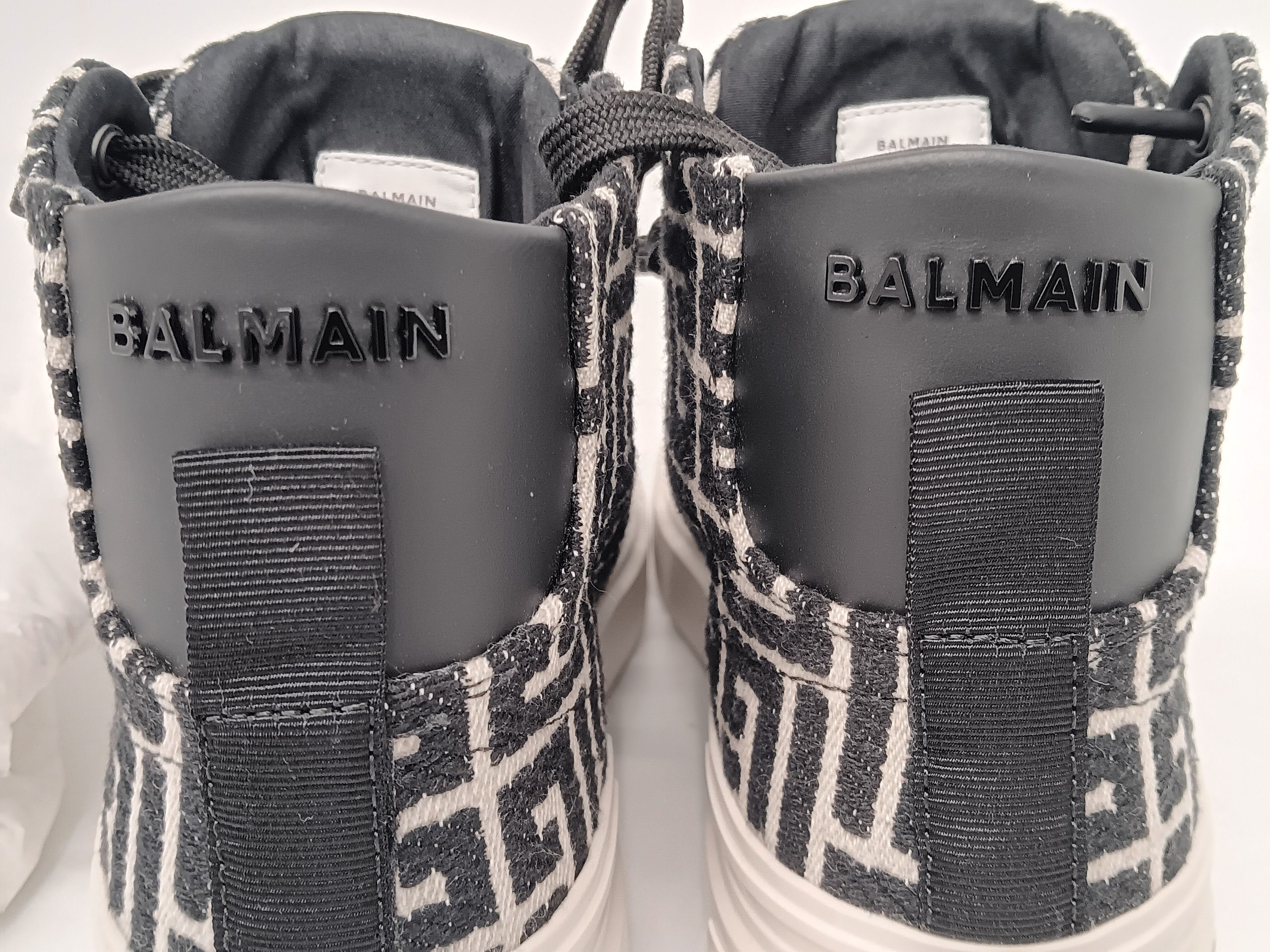 Balmain Balmain B-Court Bicolor Monogram Jacquard High-Top Sneakers Size US 7 / IT 37 - 18 Thumbnail