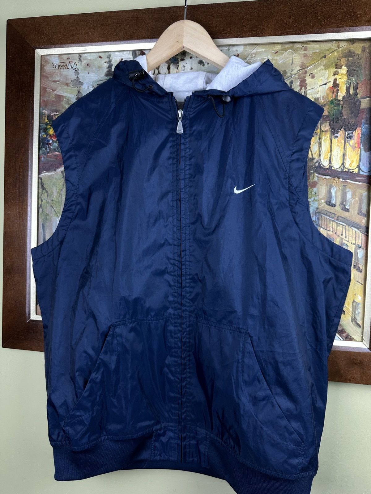Nike × Vintage Vintage Nike 2000s silver tag navy track vest jacket Size US L / EU 52-54 / 3 - 3 Thumbnail