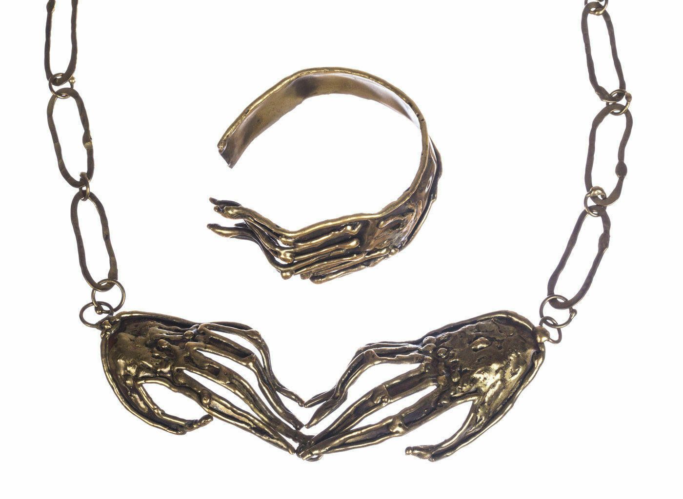 Designer Brutalist Mexican Handmade Hand Necklace Bracelet Set Size ONE SIZE - 3 Thumbnail