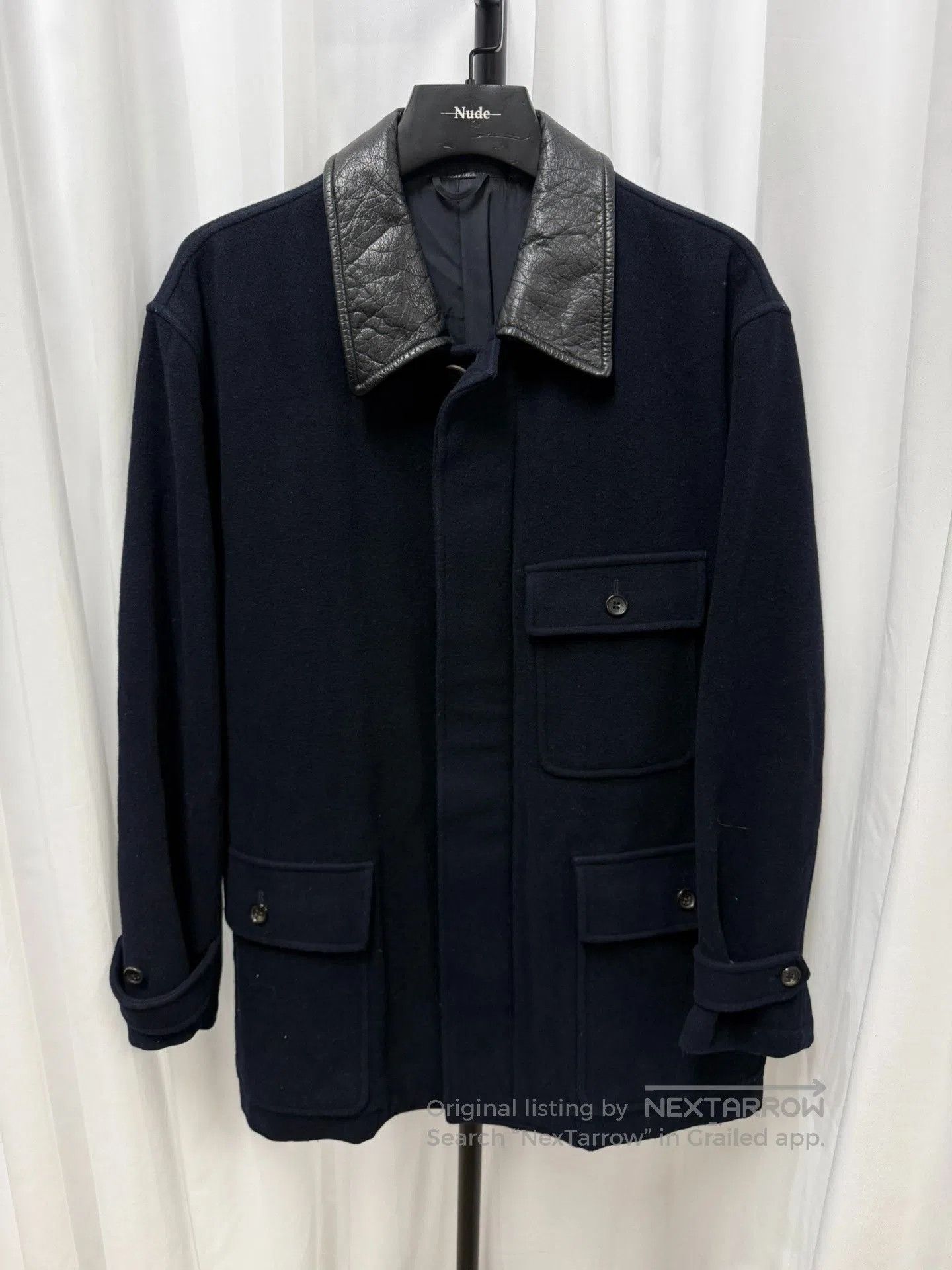 Comme des Garcons Homme Plus Comme des Garçons Homme 1991AW Leather Collar Wool Coat. Size US M / EU 48-50 / 2 - 1 Thumbnail