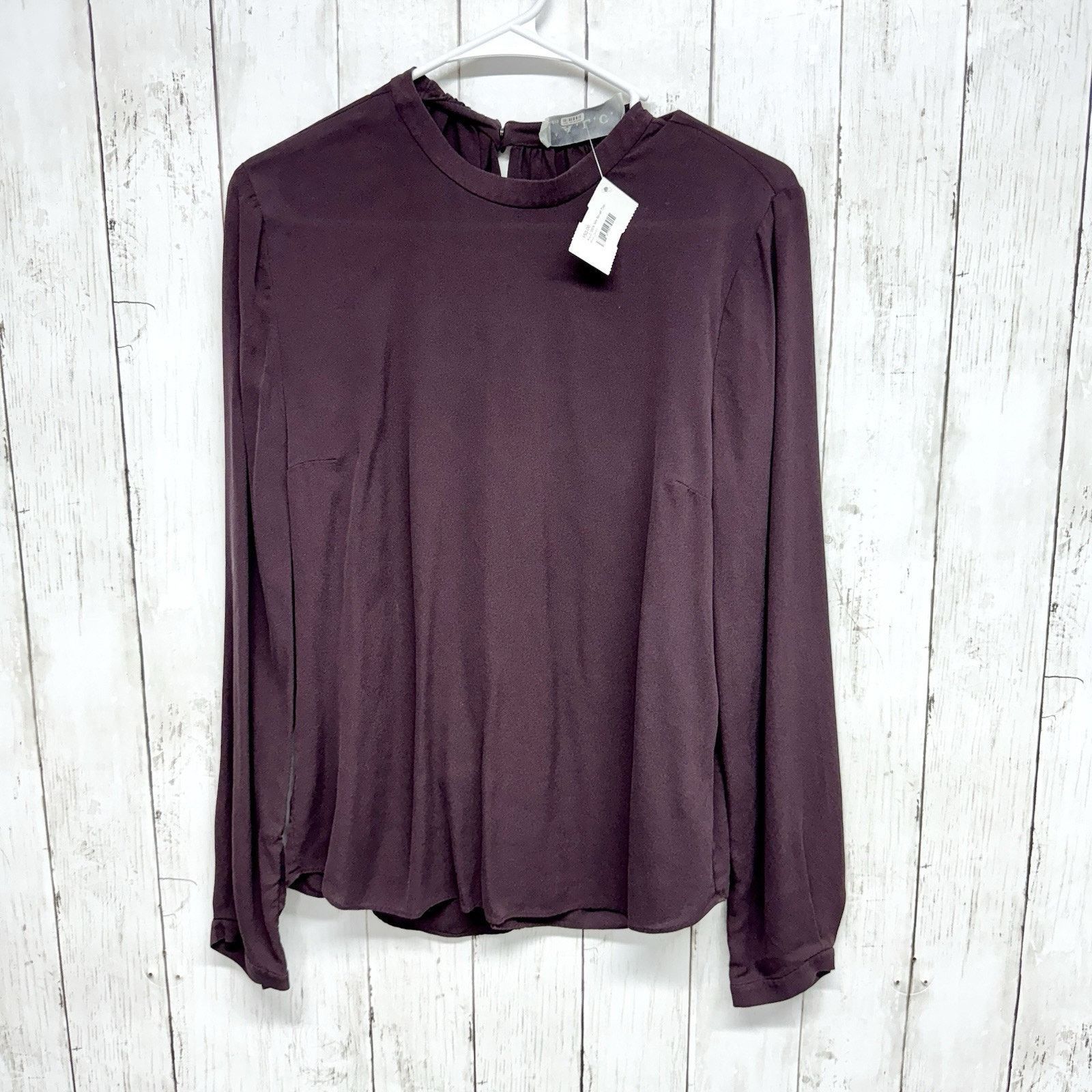 A.L.C. A.L.C Blouse Size M Long Sleeve Mock Neck Silk Plum Purple Size M / US 6-8 / IT 42-44 - 1 Thumbnail