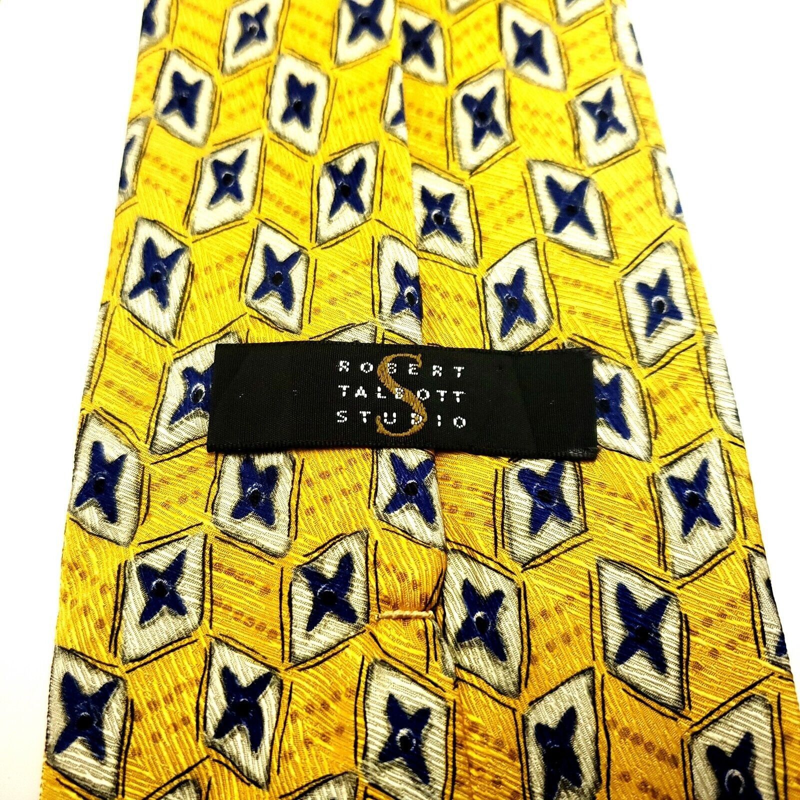 Robert Talbott Robert Talbott Studio Yellow Silk Tie Woven Wide Geometric Size ONE SIZE - 4 Thumbnail