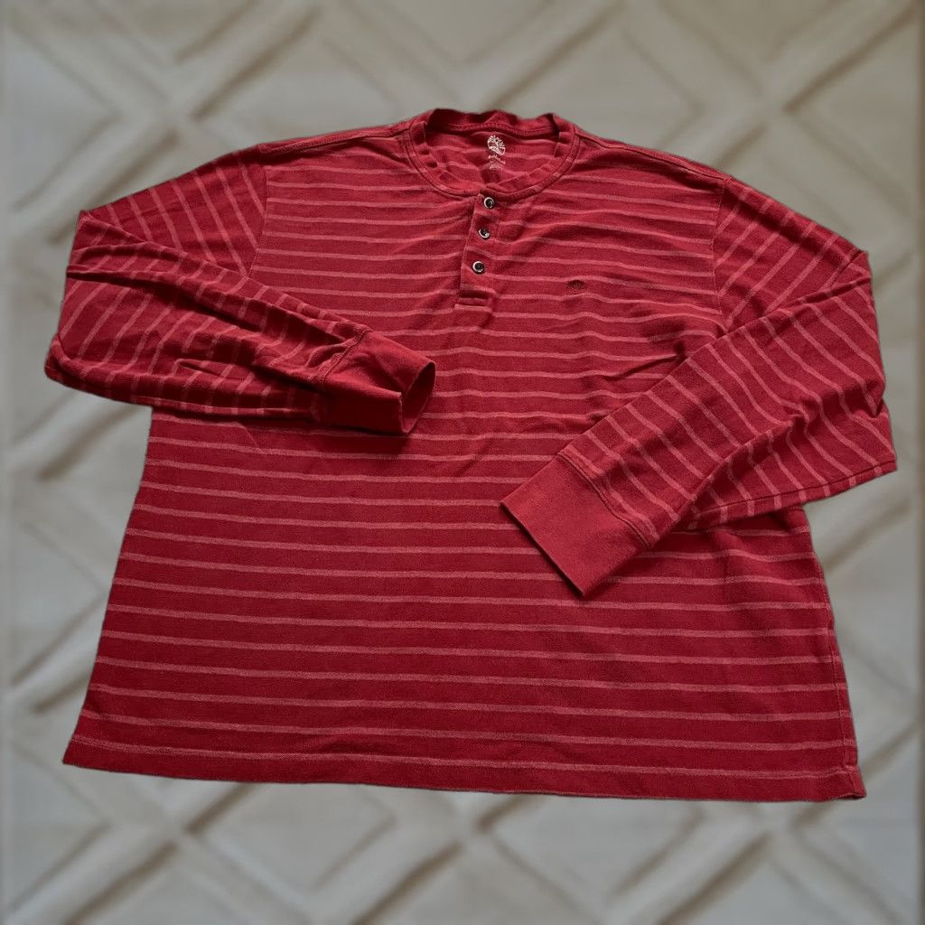 Timberland Timberland Henley T-Shirt Mens 2XL Red Striped Long Sleeve Casual Tee Outdoor Size US XXL / EU 58 / 5 - 1 Thumbnail