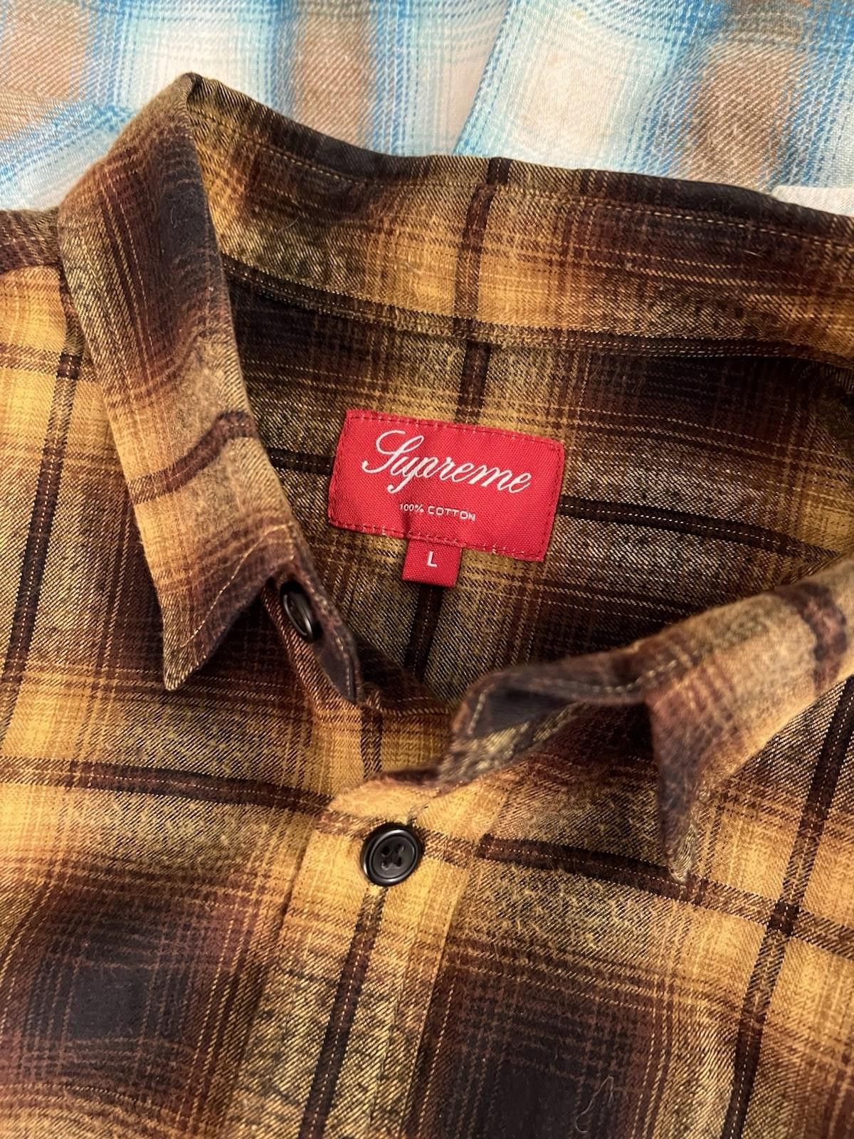 Supreme Pre-Owned SUPREME PLAID SHIRT BROWN LARGE Size US L / EU 52-54 / 3 - 11 Thumbnail