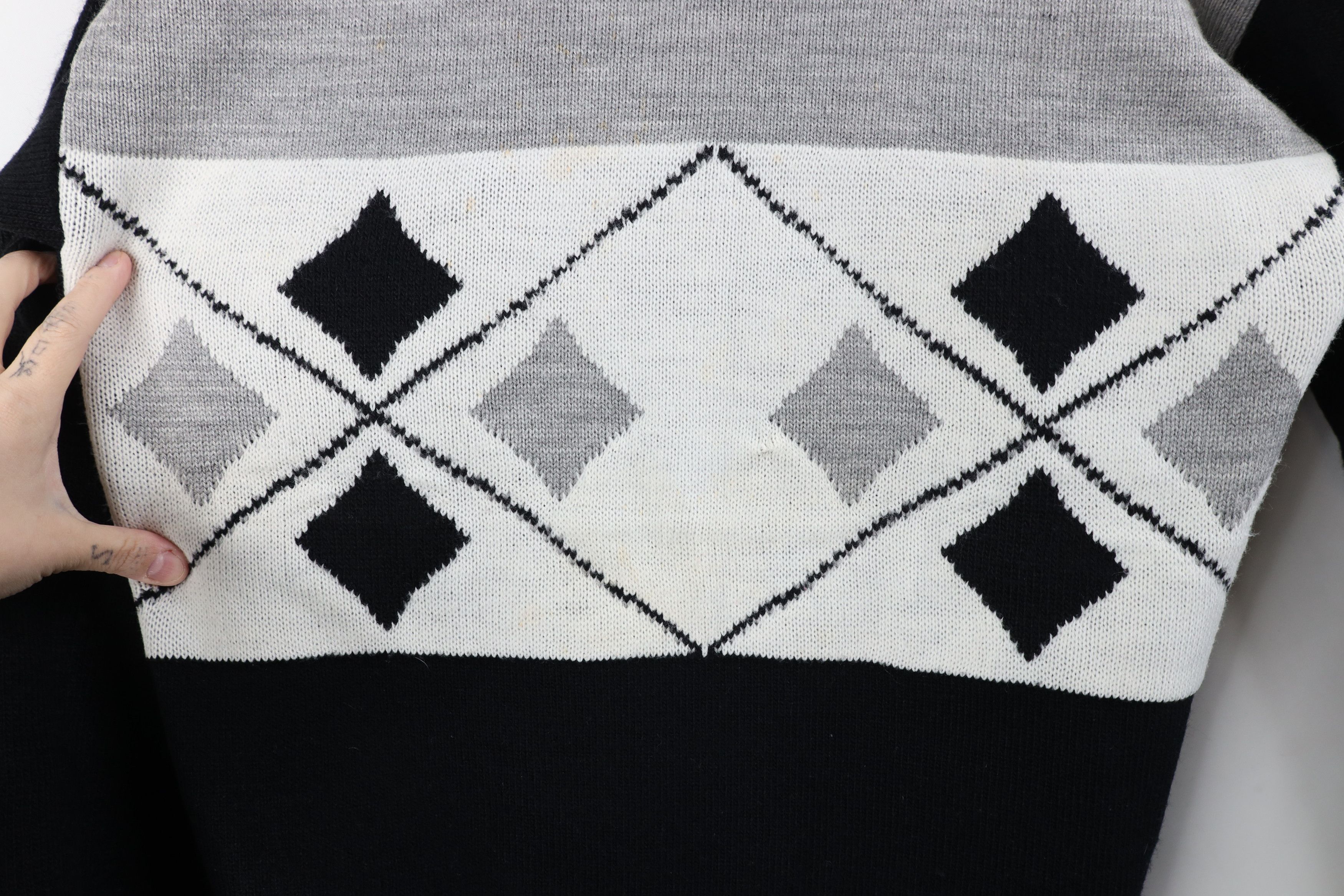 Vintage Vintage 90s Streetwear Diamond Marled Knit Sweater USA Size M / US 6-8 / IT 42-44 - 4 Thumbnail