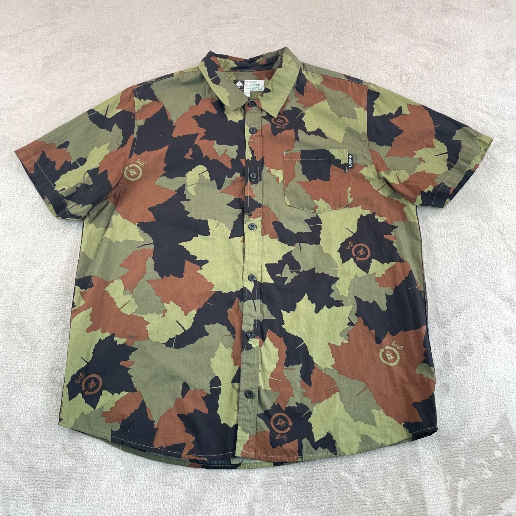 Vintage LRG Shirt Men Large Camouflage Hip Hop Short Sleeve Button-Up NWOT Size US L / EU 52-54 / 3 - 3 Thumbnail