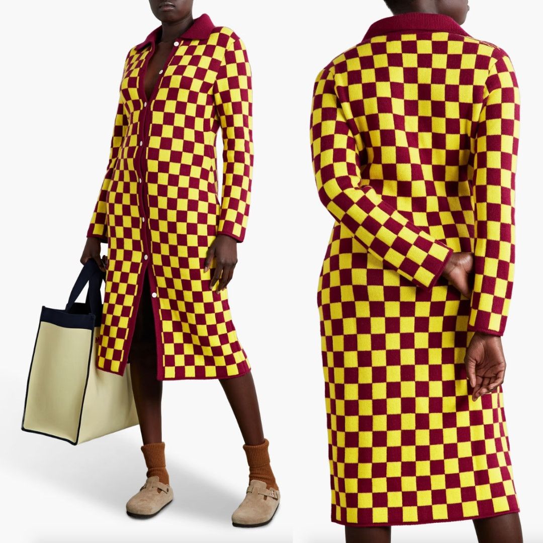 The Elder Statesman The Elder Statesman | Red & Yellow Checkered Cashmere Cardi Size S / US 4 / IT 40 - 2 Thumbnail