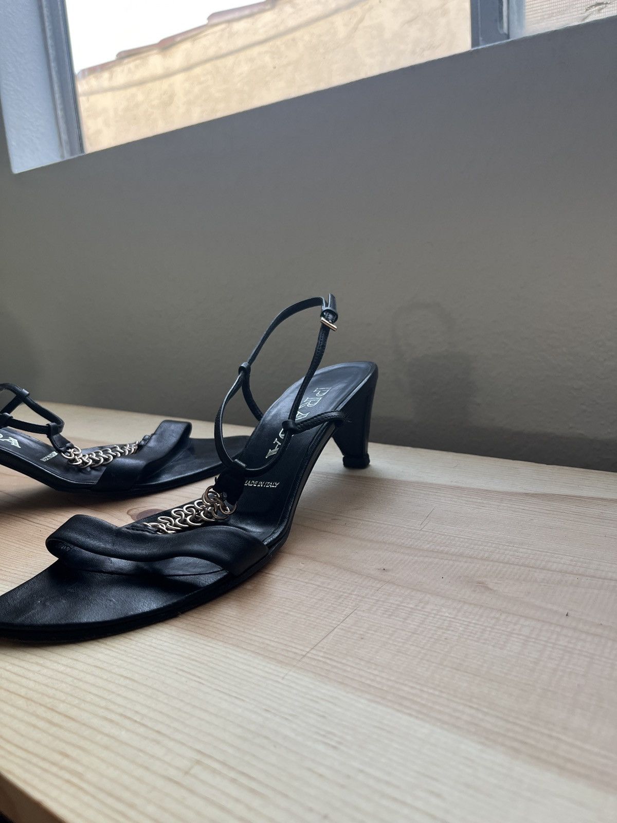 Prada × Vintage Vintage Prada leather heeled sandals Size US 6.5 / IT 36.5 - 5 Thumbnail