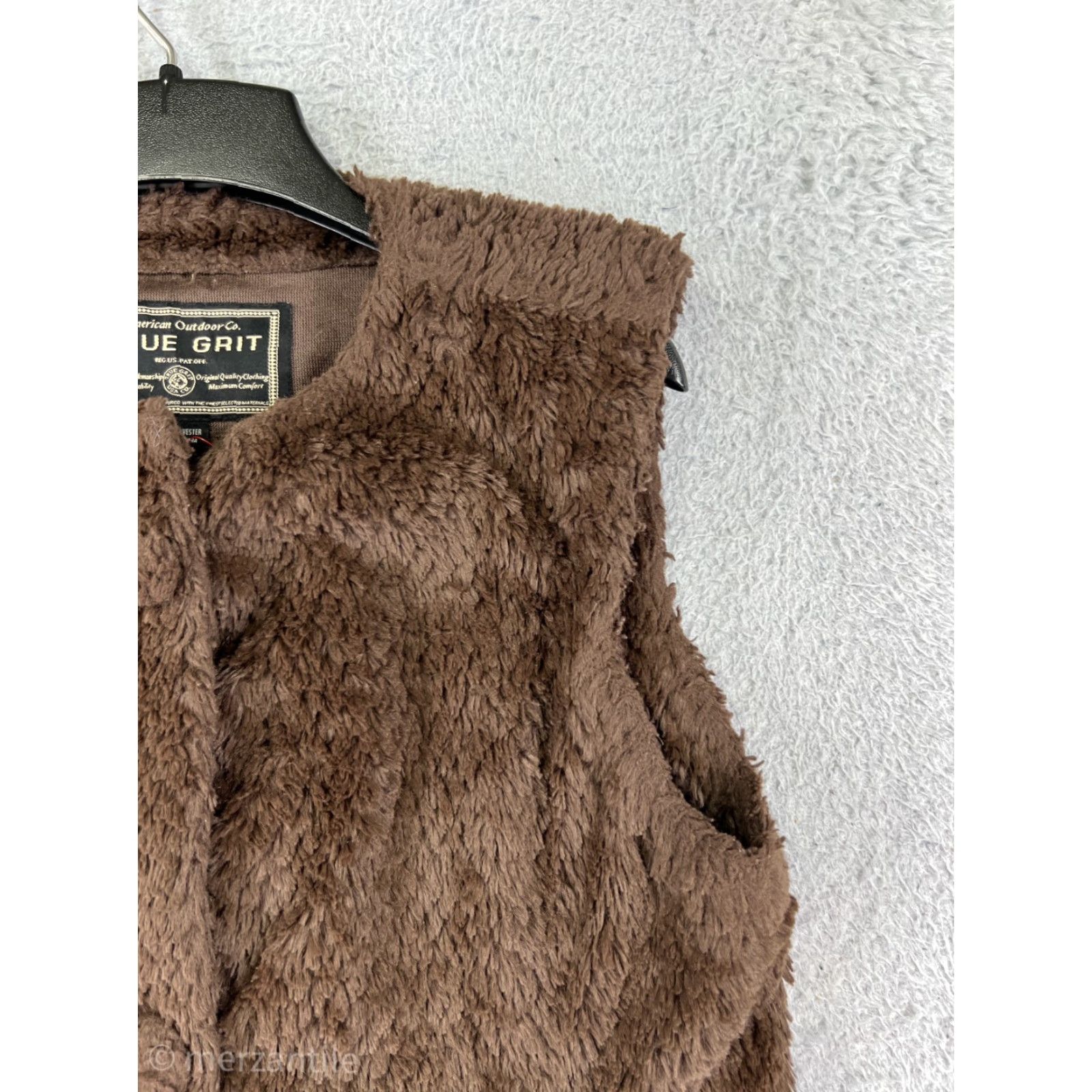 Vintage True Grit Vest Womens Medium Brown Furry Button Up Polyester Fleece Size M / US 6-8 / IT 42-44 - 4 Thumbnail