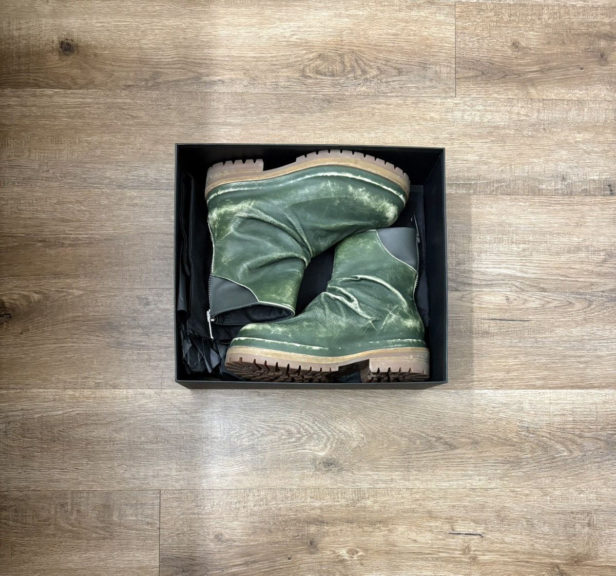424 424 MARATHON BOOT DISTRESSED GREEN SIZE 40 (US 7) BRAND NEW Size US 7 / EU 40 - 13 Thumbnail