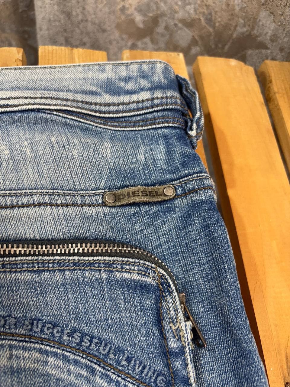Diesel Diesel Poiak Selvedge Washed Lampo Zip Pockets Denim Jeans Size US 31 - 4 Thumbnail