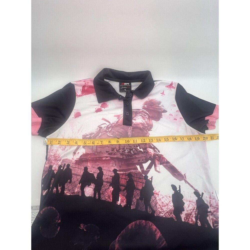Other DSA Military Memorial Polo Golf Shirt L Pink Black Soldier Size L / US 10 / IT 46 - 6 Thumbnail