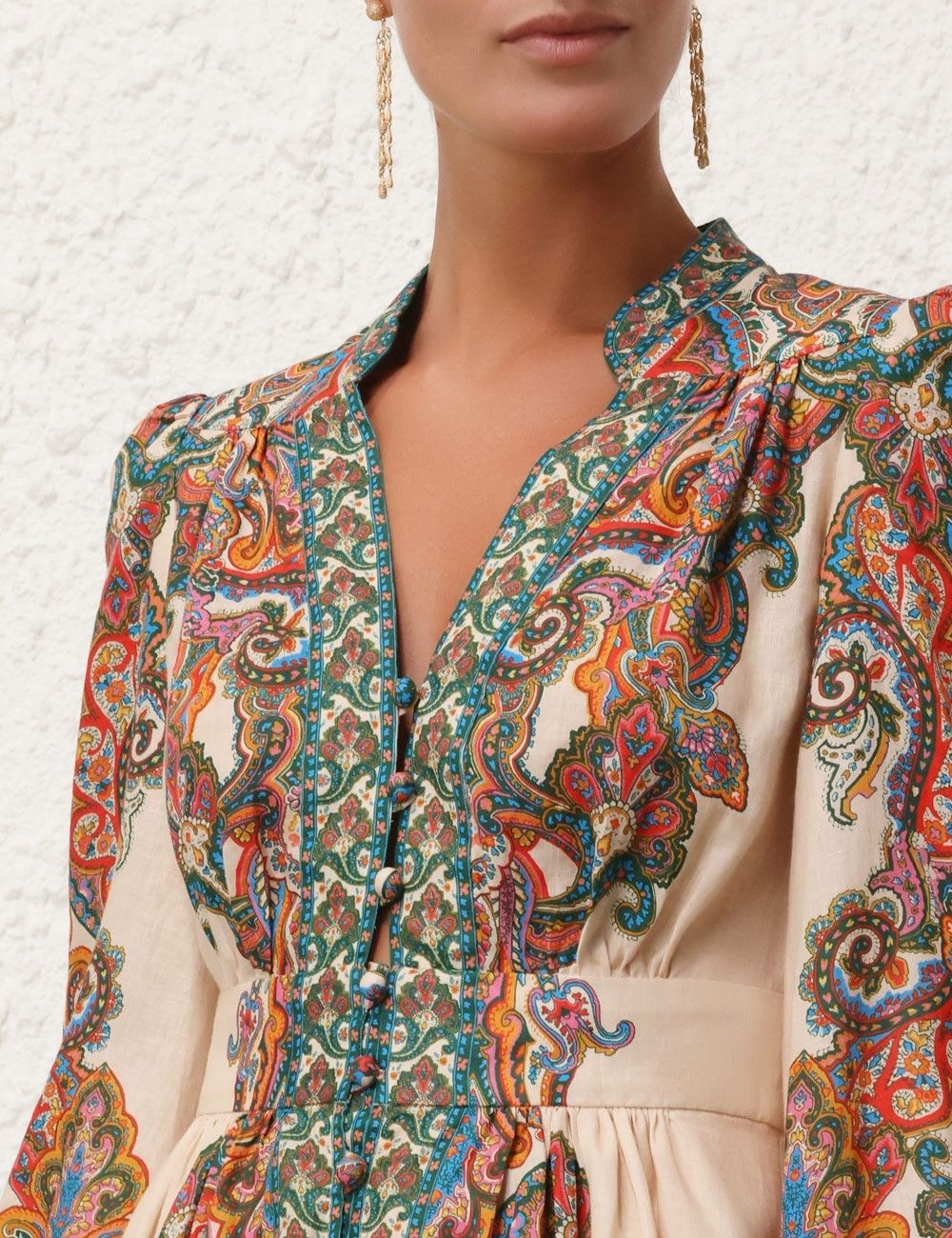 Zimmermann oc11z0525 Ottie Plunge Mini Dress in Multicolor Size M / US 6-8 / IT 42-44 - 4 Thumbnail