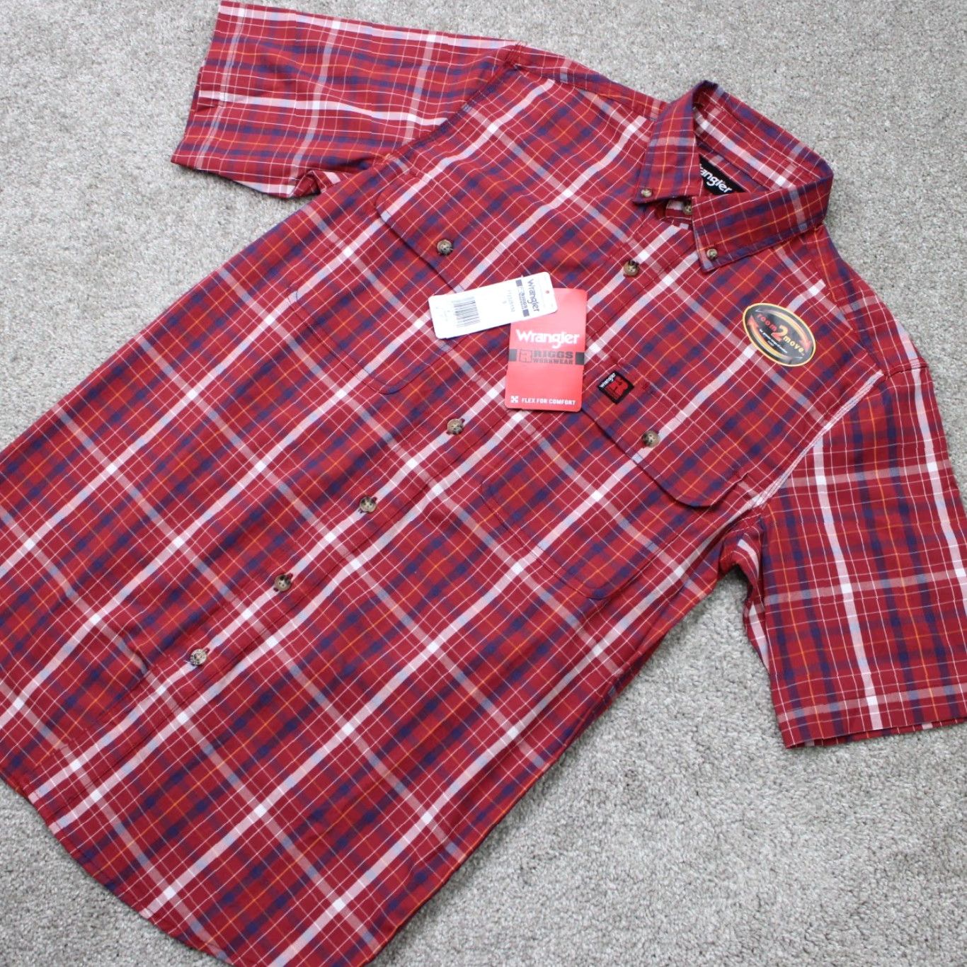 Wrangler Wrangler Riggs Flex Workwear Shirt Mens Small Red Plaid Button-Up NWT Size US S / EU 44-46 / 1 - 3 Thumbnail