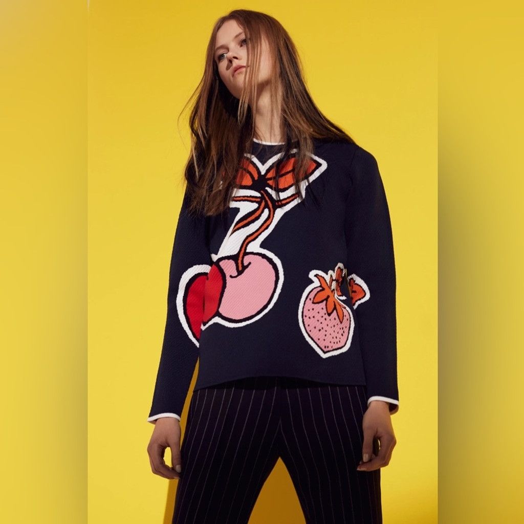 Victoria Beckham Victoria Beckham Cherry Print Nylon Sweater in Navy US 6 Size M / US 6-8 / IT 42-44 - 3 Thumbnail
