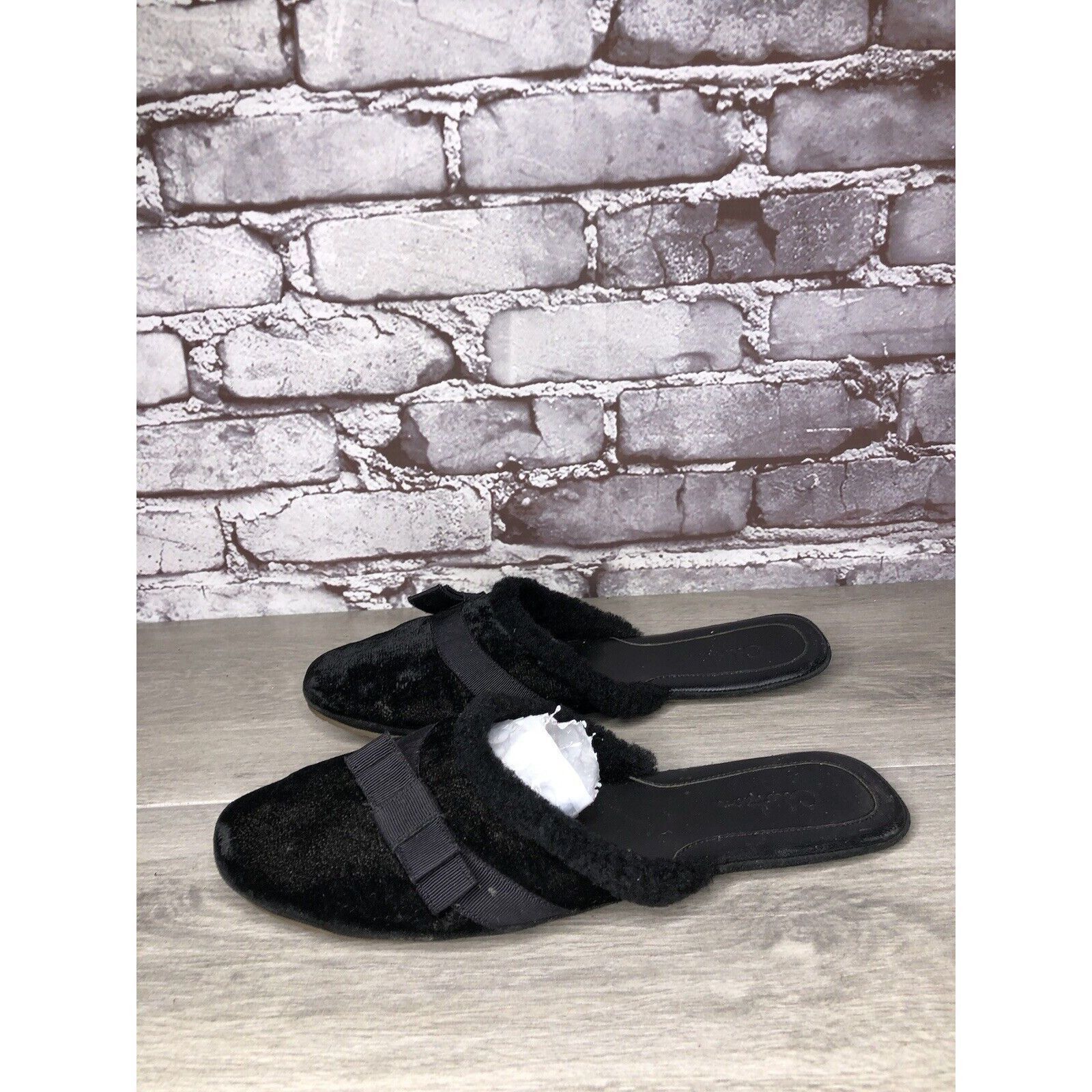 Cole Haan Cole Haan Black Velvet Leather Bow Casual Mules Flats Women Size US 8 / IT 38 - 10 Thumbnail