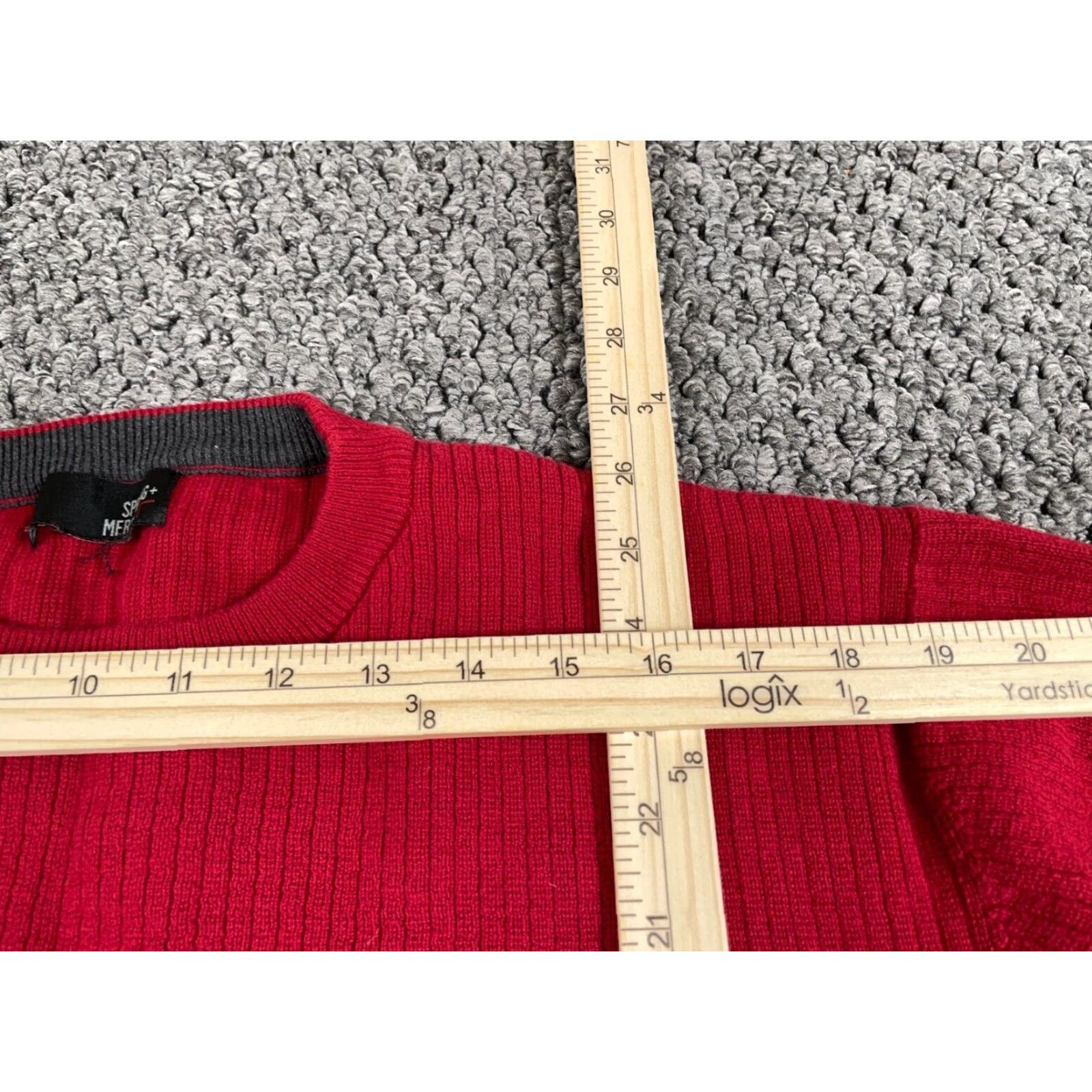 Vintage VINTAGE Y2K STYLE Sweater Men XL Red Gray Striped Knit Crew Neck Pullover Cotton Knit Casual 90s Mens FX? Size US XL / EU 56 / 4 - 7 Thumbnail