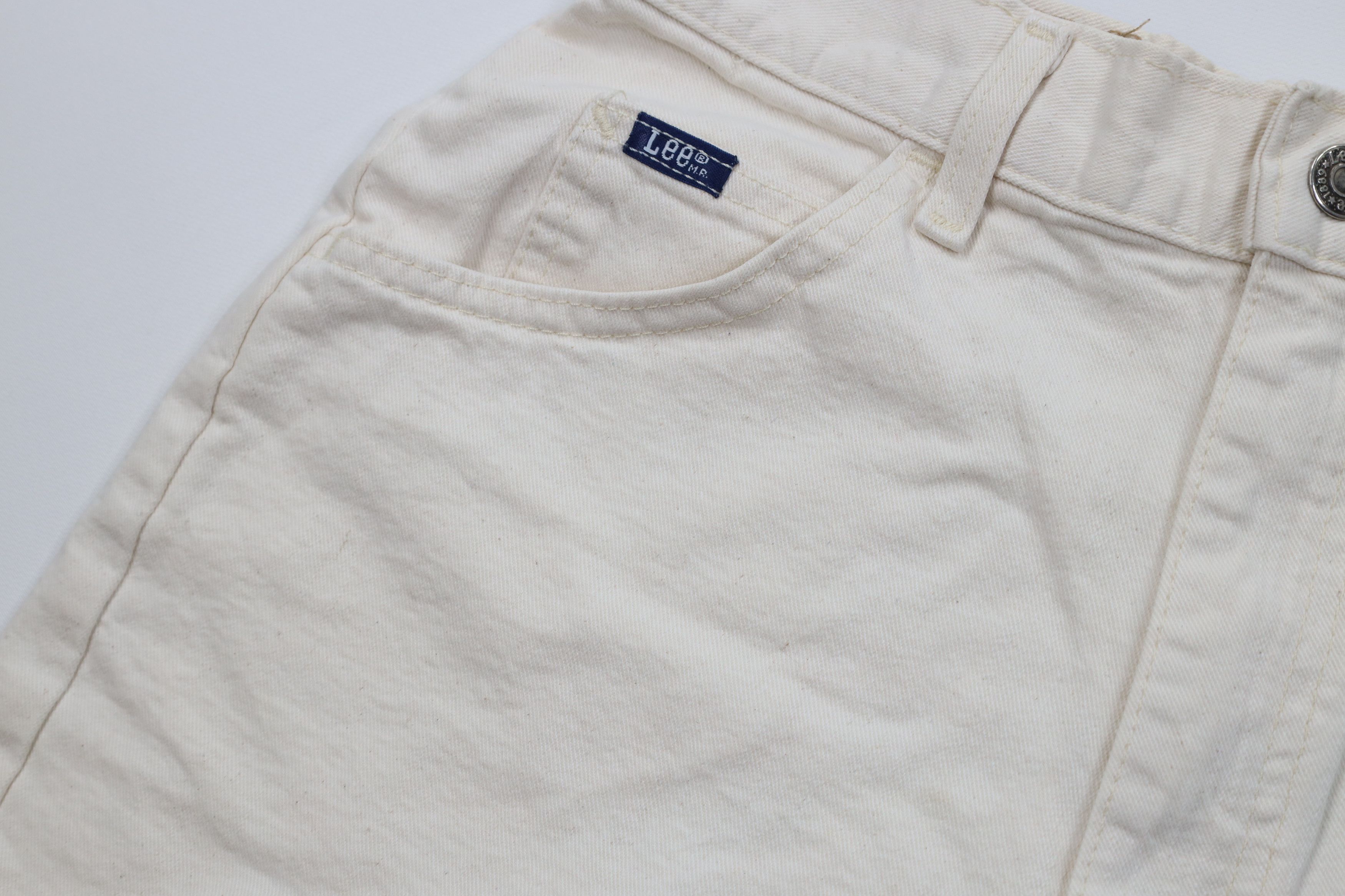 Lee Vintage 90s Lee Fit Denim Jean Shorts Jorts Cream Cotton USA Size 32" / US 10 / IT 46 - 5 Thumbnail