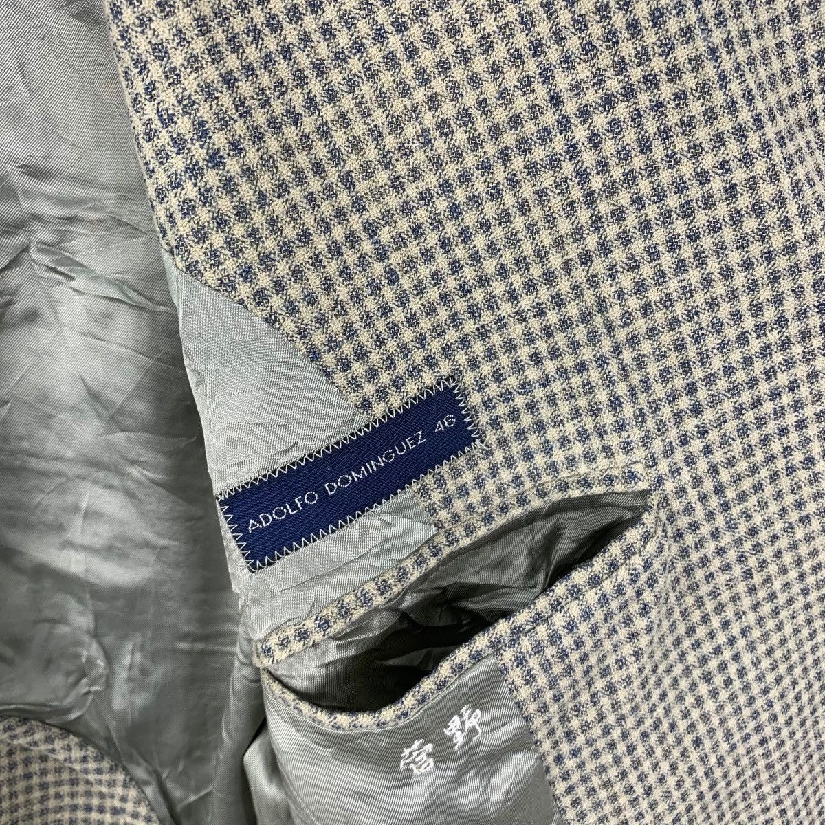 Adolfo Dominguez Vintage ADOLFO DOMINGUEZ Made In Spain Herringbone Blazer Size 46L - 9 Thumbnail