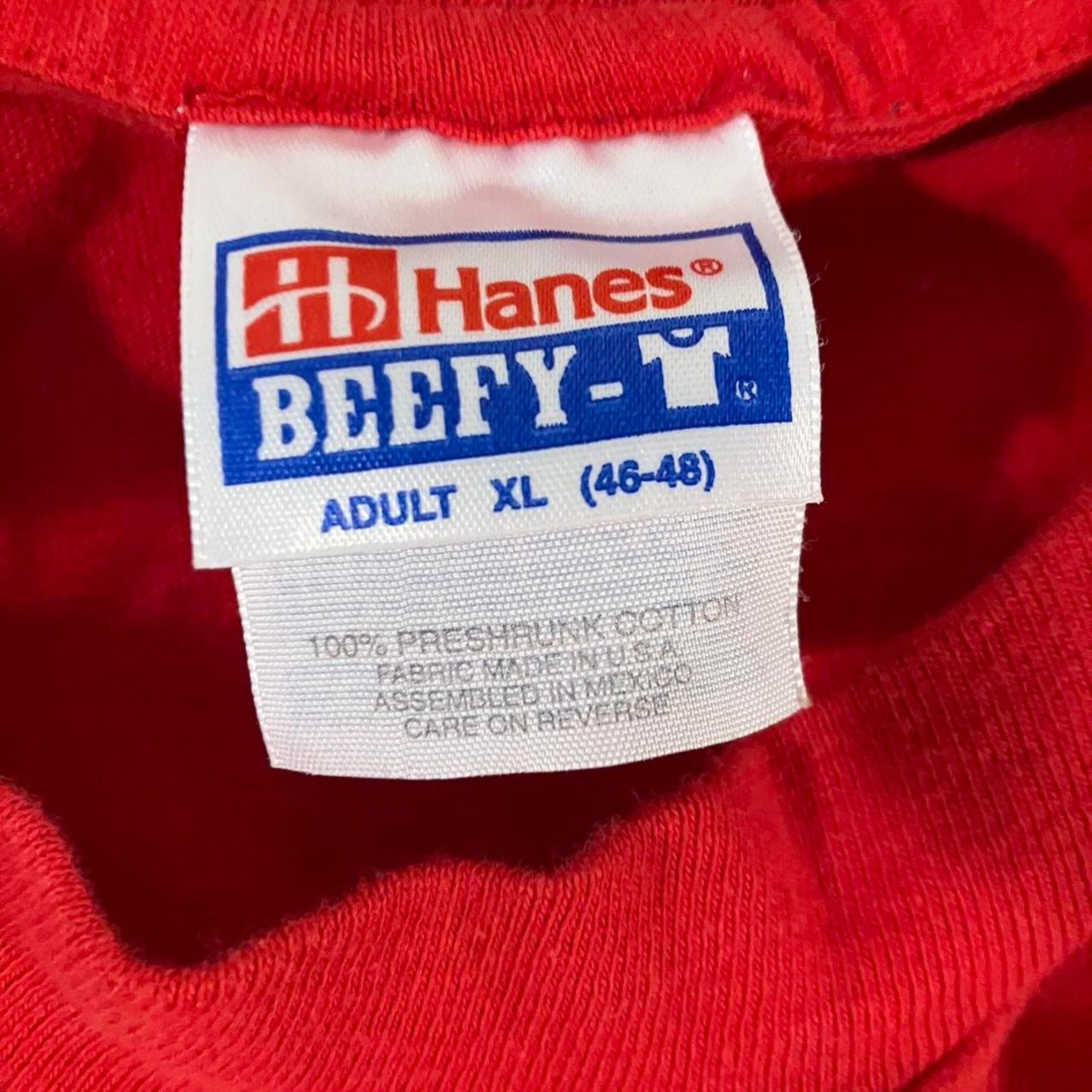 Hanes × Vintage Hanes Beefy-T Vintage 90s Made in USA Blank Red Pocket Tee Size US XL / EU 56 / 4 - 3 Thumbnail