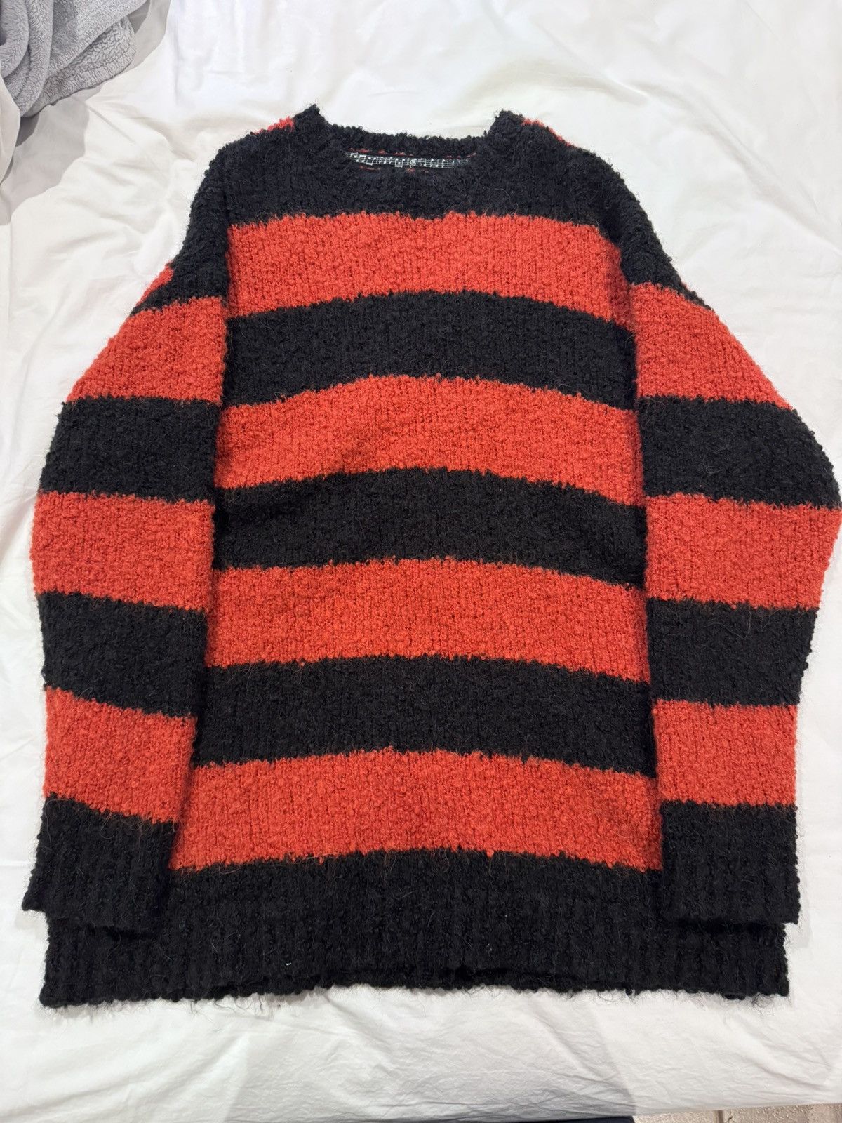 unknown 00’s red distressed stripe knit Japanese Brand × Number (N)ine × Streetwear Number (N)ine Cream