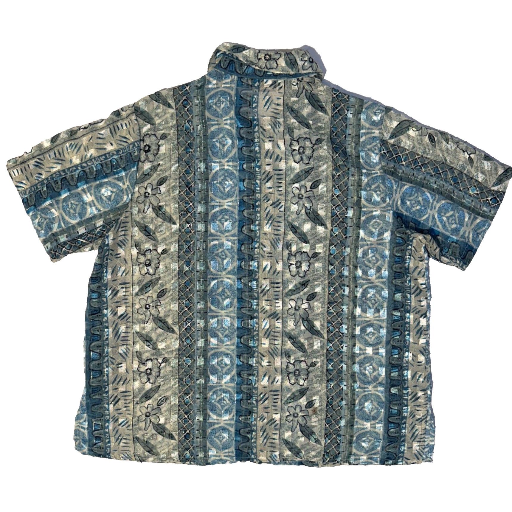 Vintage VINTAGE Selene Sport Blue Floral Sheer Shirt 1X Button-Up Beach-Ready Womens Plus Size Size XL / US 12-14 / IT 48-50 - 7 Thumbnail