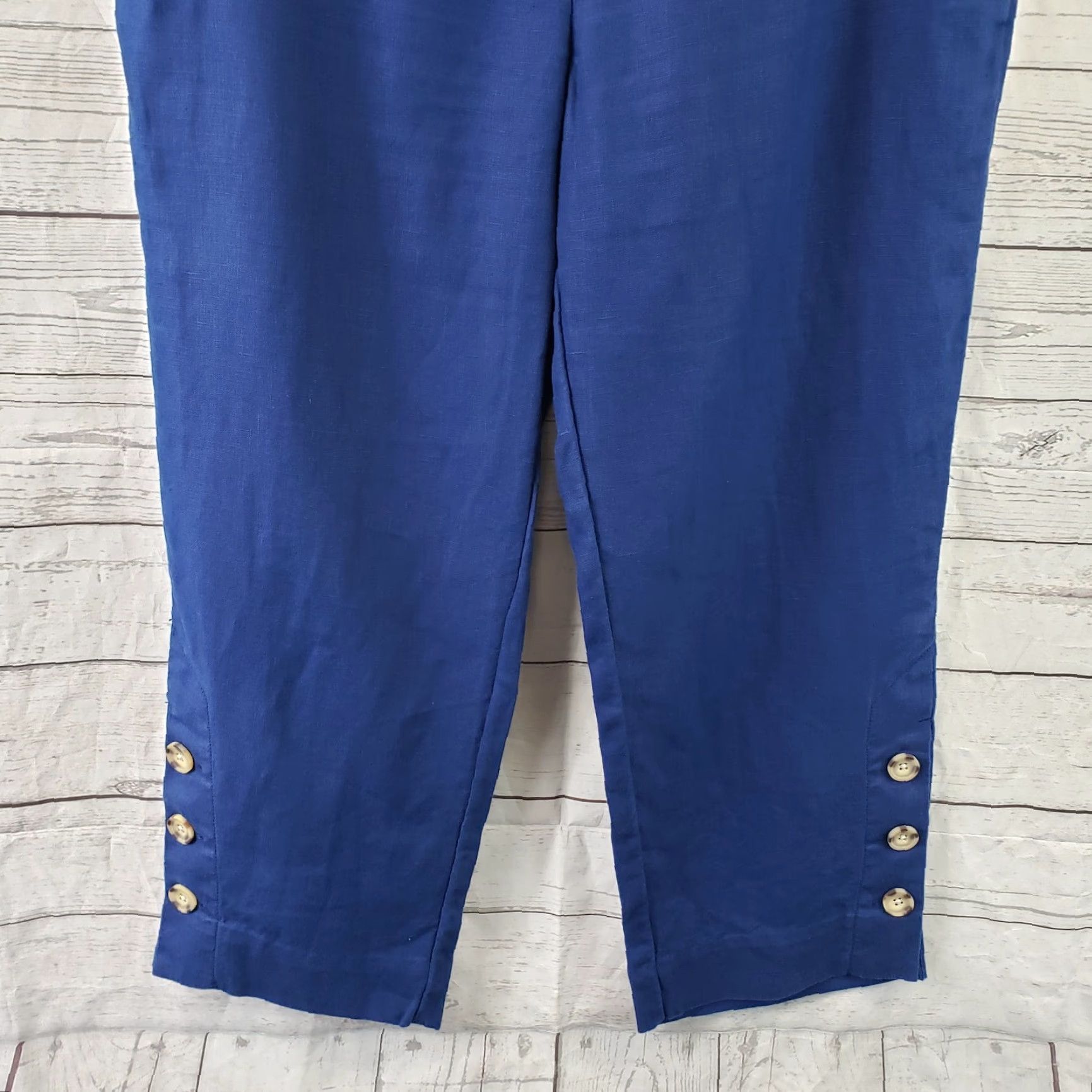 Vintage Chico's Womens Cropped Linen Pants Sz 8 Solid Blue Pull On High Rise Pants Women 8 Cropped Linen Blue Chicos Womens Pants Size 30" / US 8 / IT 44 - 3 Thumbnail