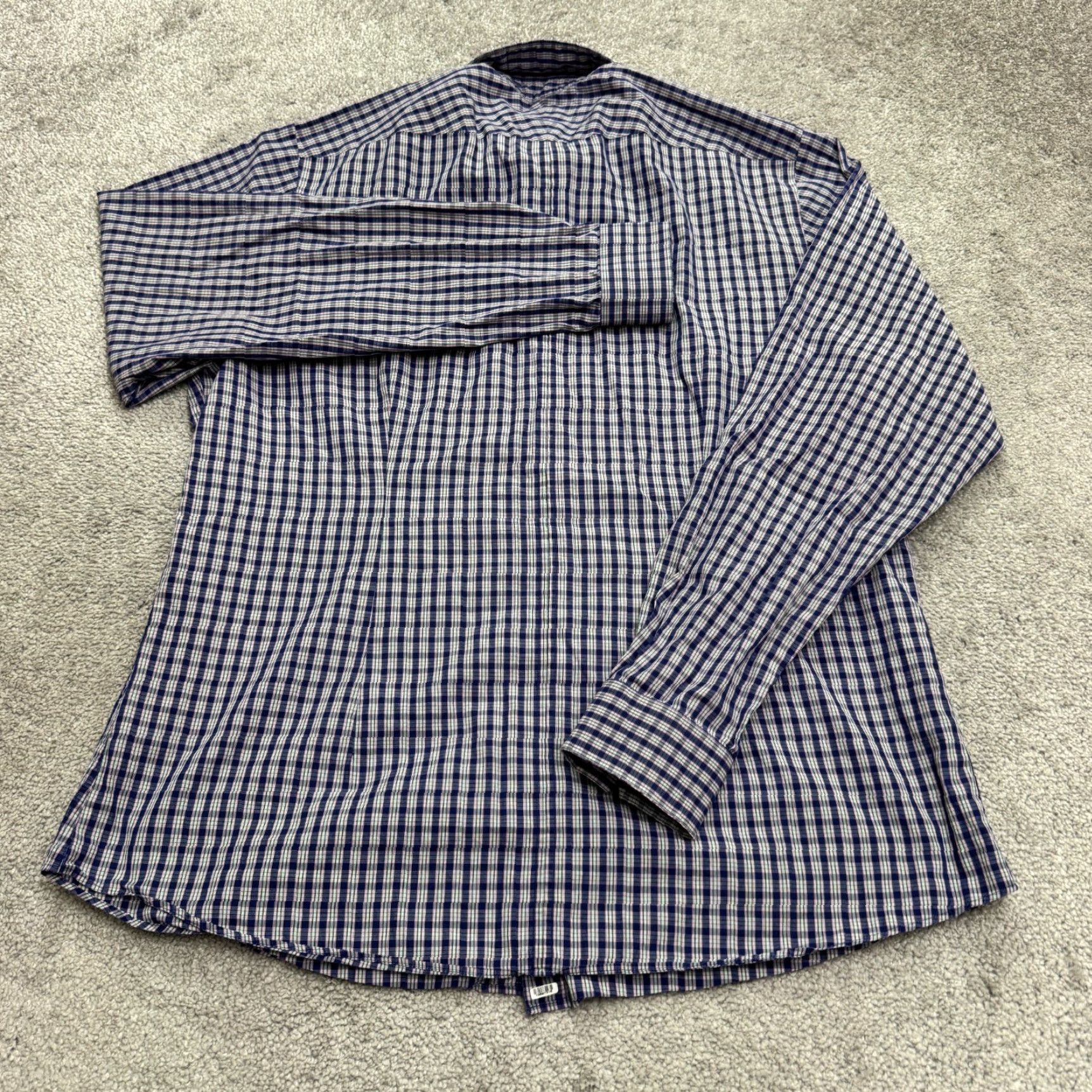 Pinko VINTAGE Thomas Pink Mens Dress Shirt Button-Up Slim Fit Long Sleeve Collared Cotton Plaid Blue Purple Green 44cm Size 44R - 2 Thumbnail