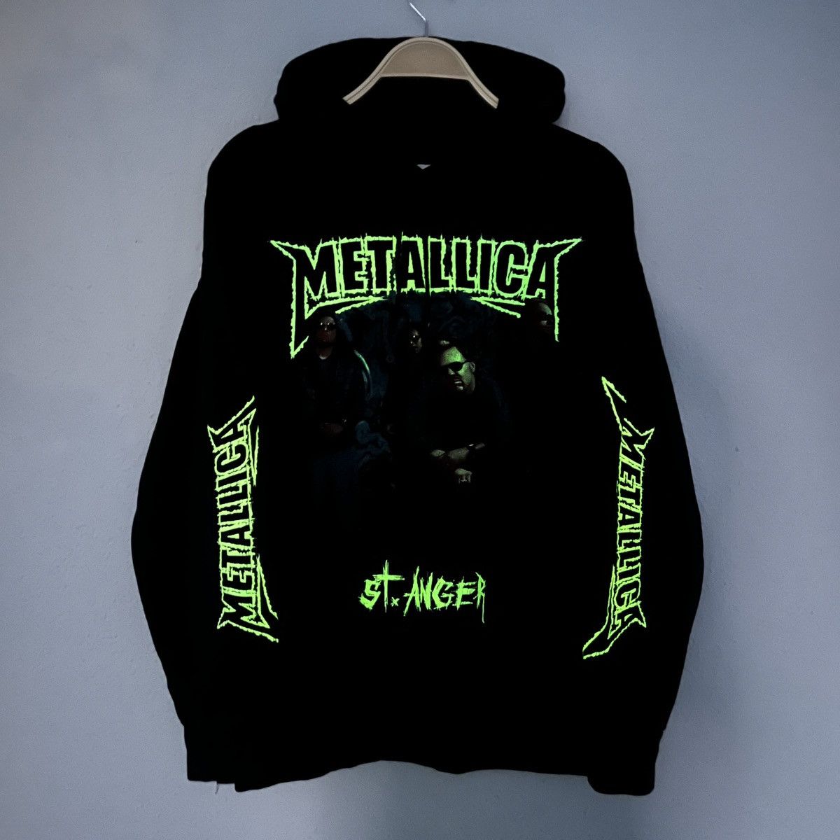 Band Tees Metallica St Anger Hoodie Fluo Full Print Graphic Black Size US XL / EU 56 / 4 - 1 Thumbnail