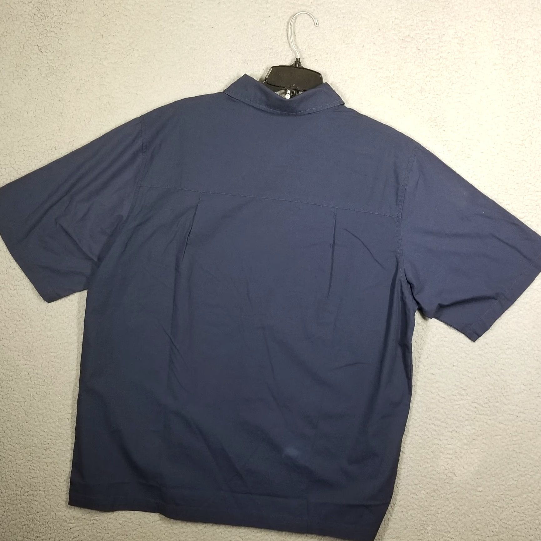 Nike Nike Men’s Short Sleeve Button-Down Shirt Large Tall Casual Navy Blue Cotton Swoosh Size US L / EU 52-54 / 3 - 2 Thumbnail