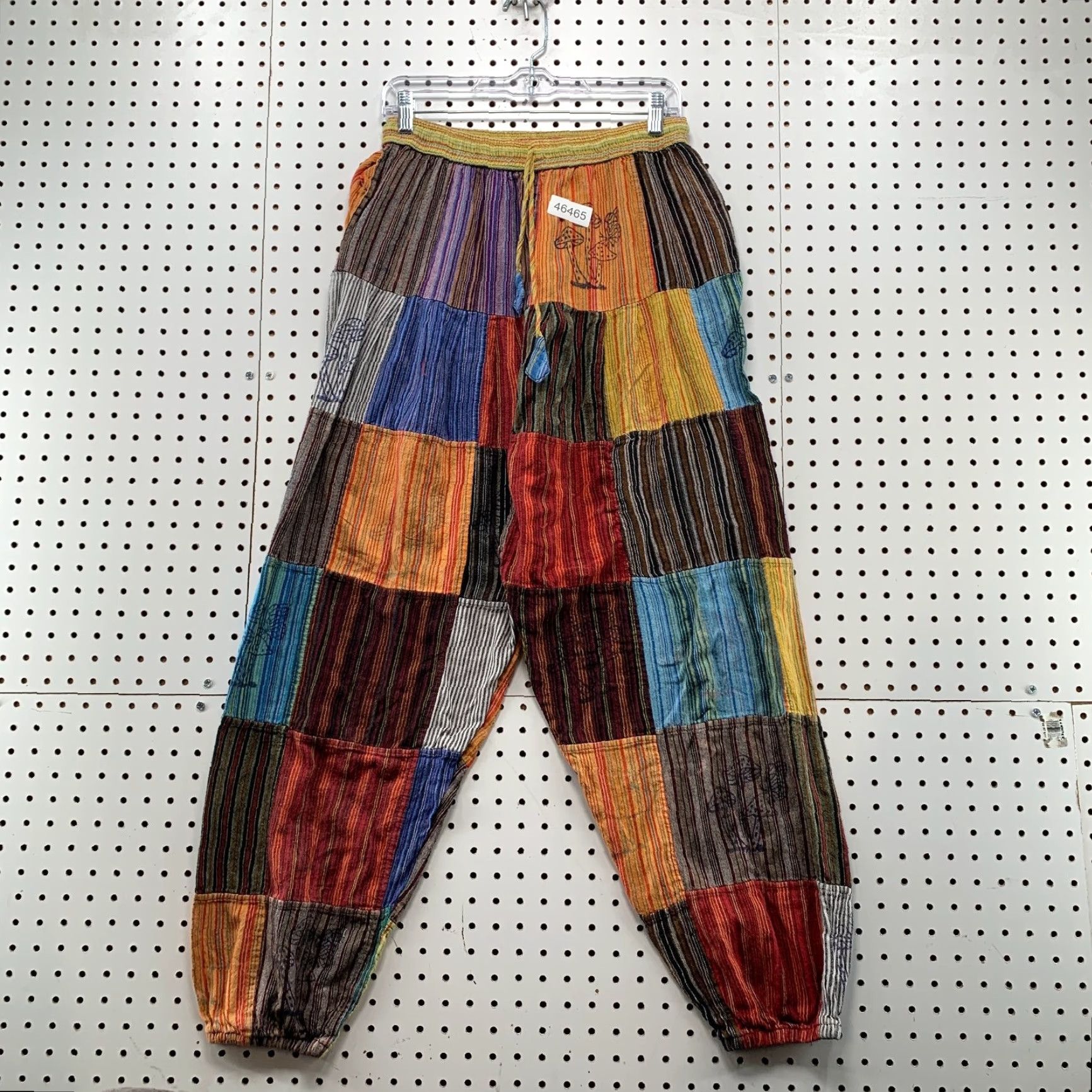 Vintage Rising International Patchwork Cotton Jogger Pants XL Women White Hippie Mushrooms Patchwork Style Jogger 90s Bohemian Fashion Womens Size 40" / US 18 - 2 Thumbnail