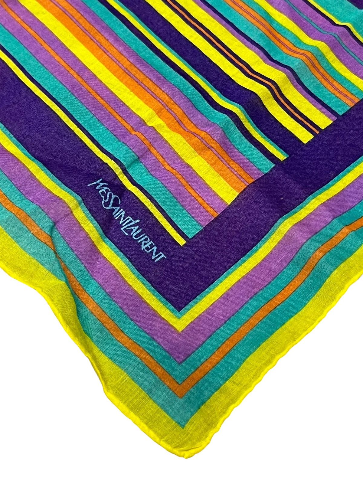 Yves Saint Laurent 🌈90’s YSL Pop Art Stripe Handkerchief Neckerchief Scarf 90s Size ONE SIZE - 4 Thumbnail