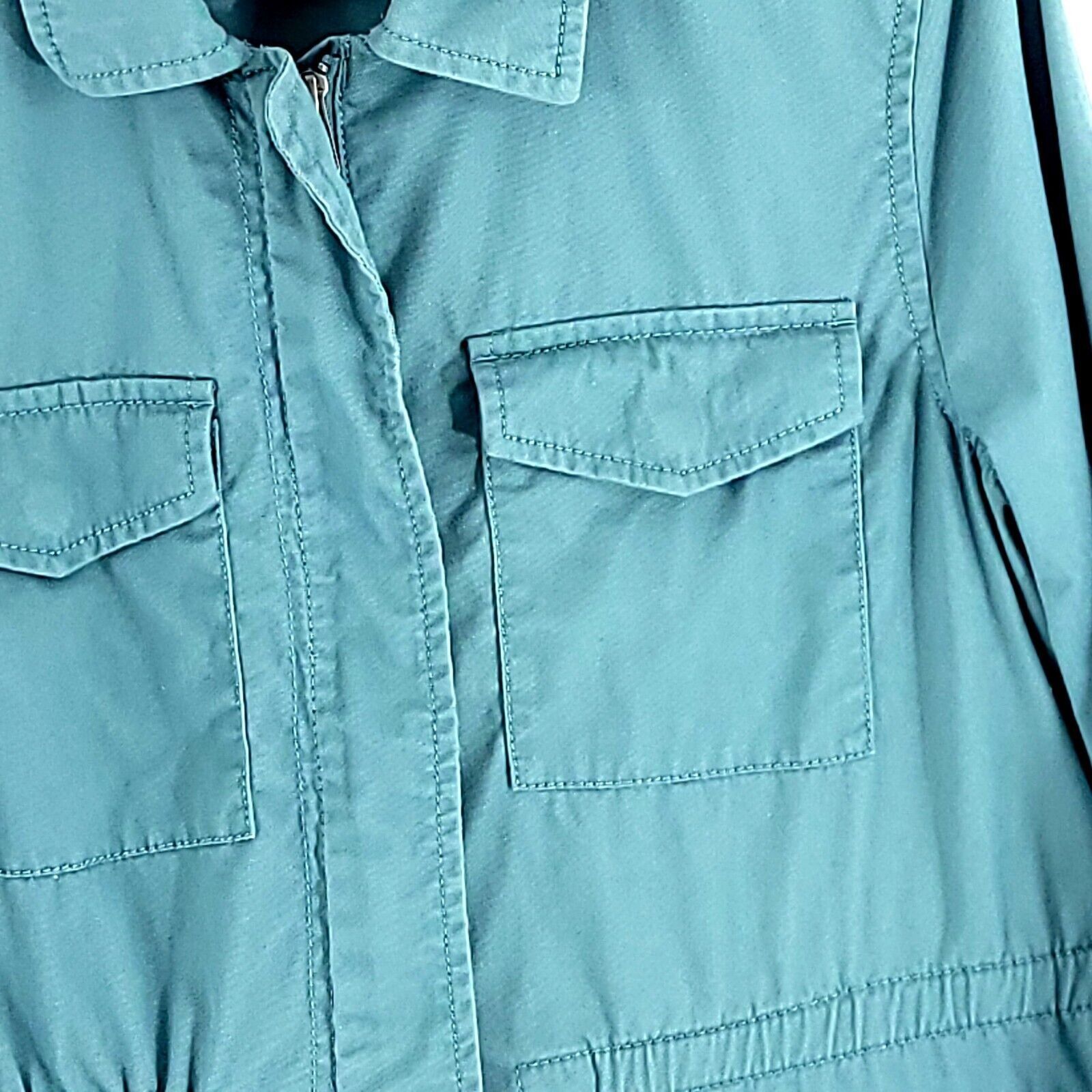 Ann Taylor Ann Taylor Loft Teal 4 Pocket Front Jacket Collared Full Zip Size M / US 6-8 / IT 42-44 - 2 Thumbnail