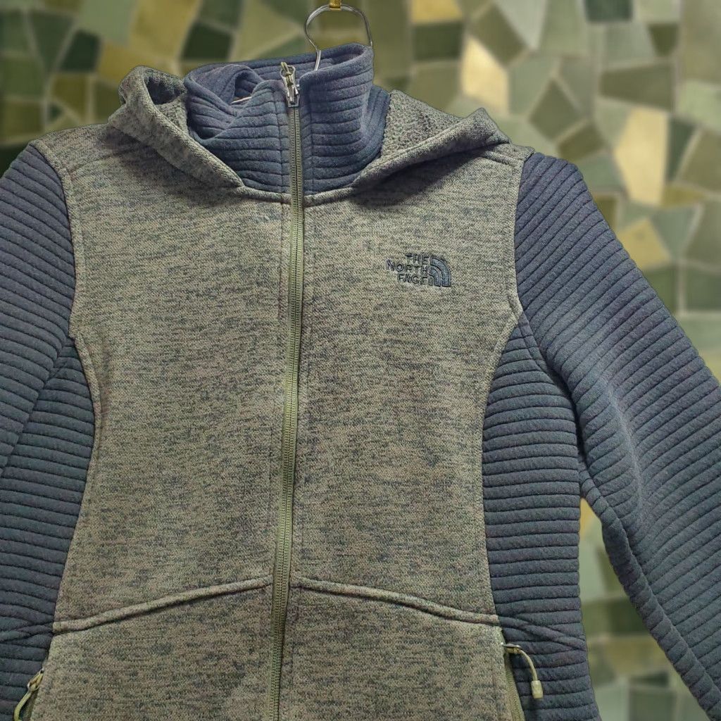 The North Face Indi Jacket Womens Small Green Black Fleece Lined Zip Performance