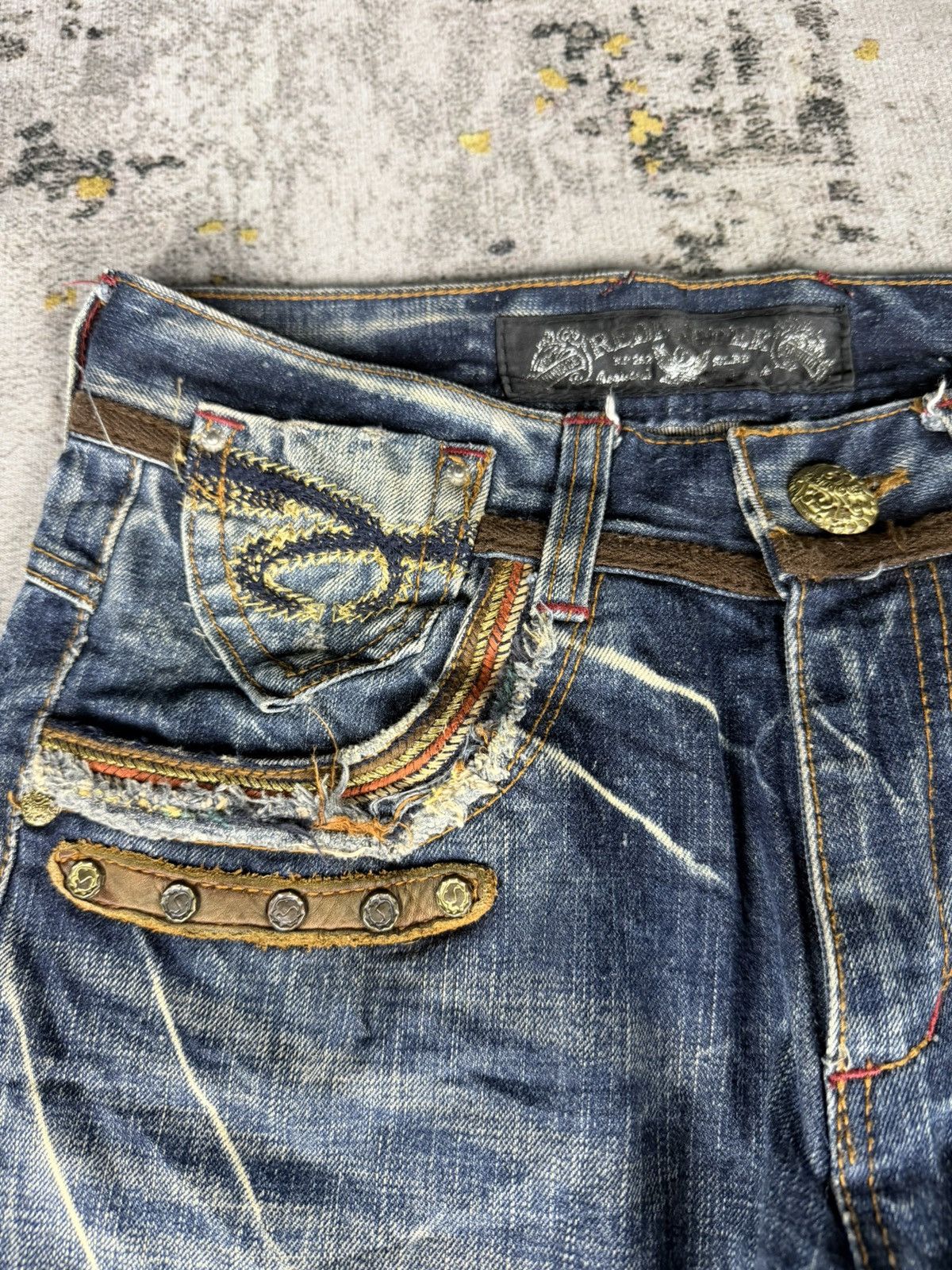 BUFFALO BOBS Flare Red Pepper Insane Mudwash Jeans Size US 30 / EU 46 - 5 Thumbnail