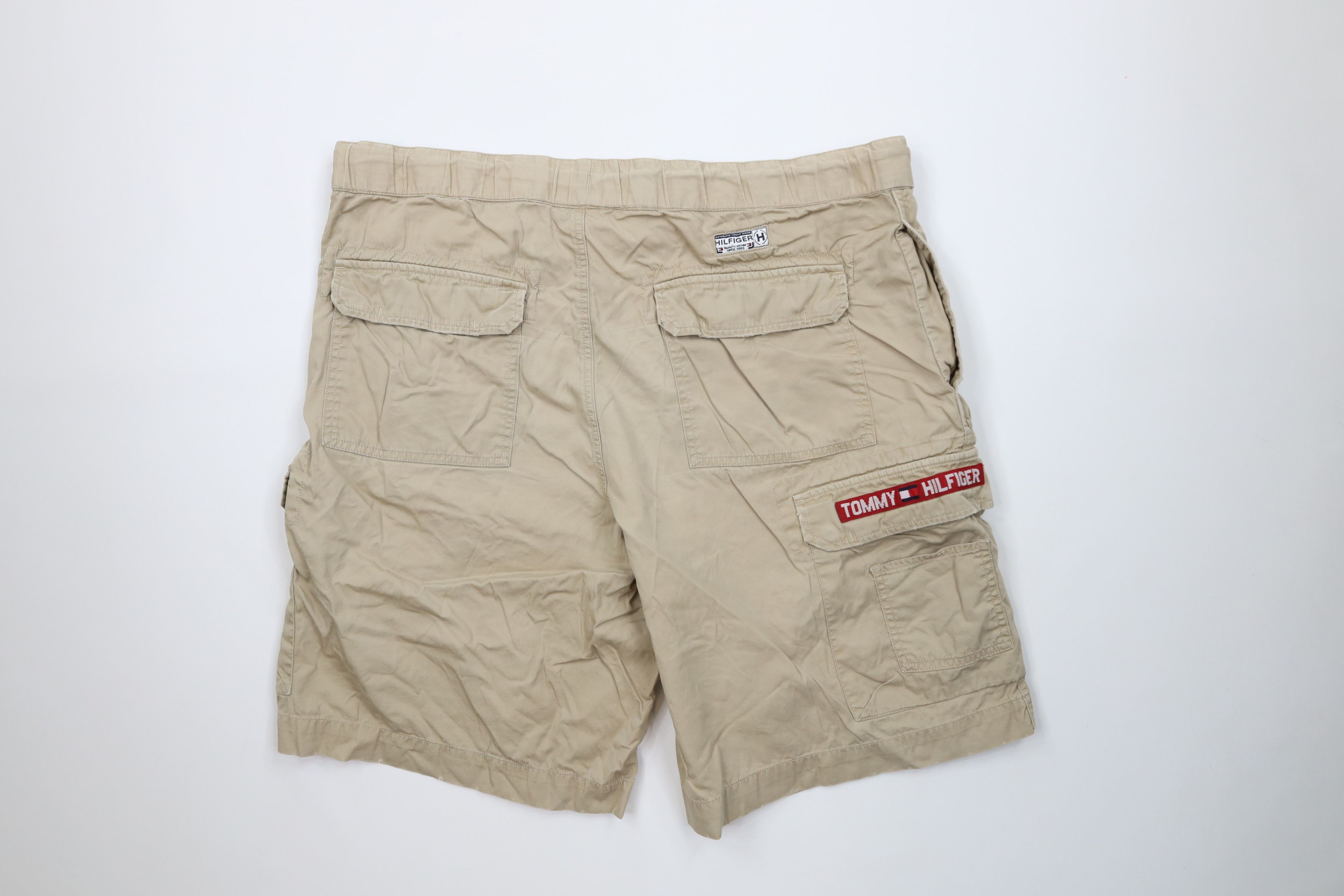 Tommy Hilfiger Vintage 90s Tommy Hilfiger Spell Baggy Cargo Shorts Khaki Size US 35 - 10 Thumbnail