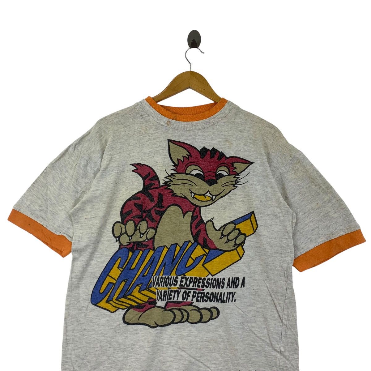 Vintage Vintage 90’ MACMAIL CHANCE CAT Cartoon Ringer Tee Shirt Size US M / EU 48-50 / 2 - 2 Thumbnail