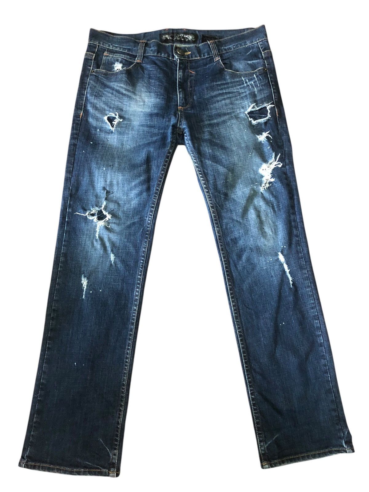 If Six Was Nine Red Pepper Skull Embroidered Motif Denim Pants Size US 38 / EU 54 - 2 Thumbnail