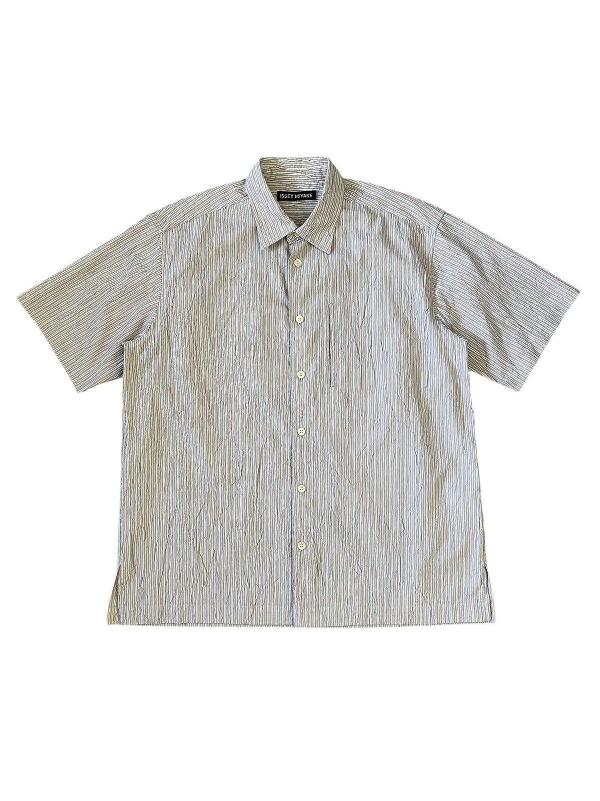Issey Miyake Issey Miyake Main Line Wrinkle Processed Stripe Button Shirt Size US XL / EU 56 / 4 - 2 Thumbnail