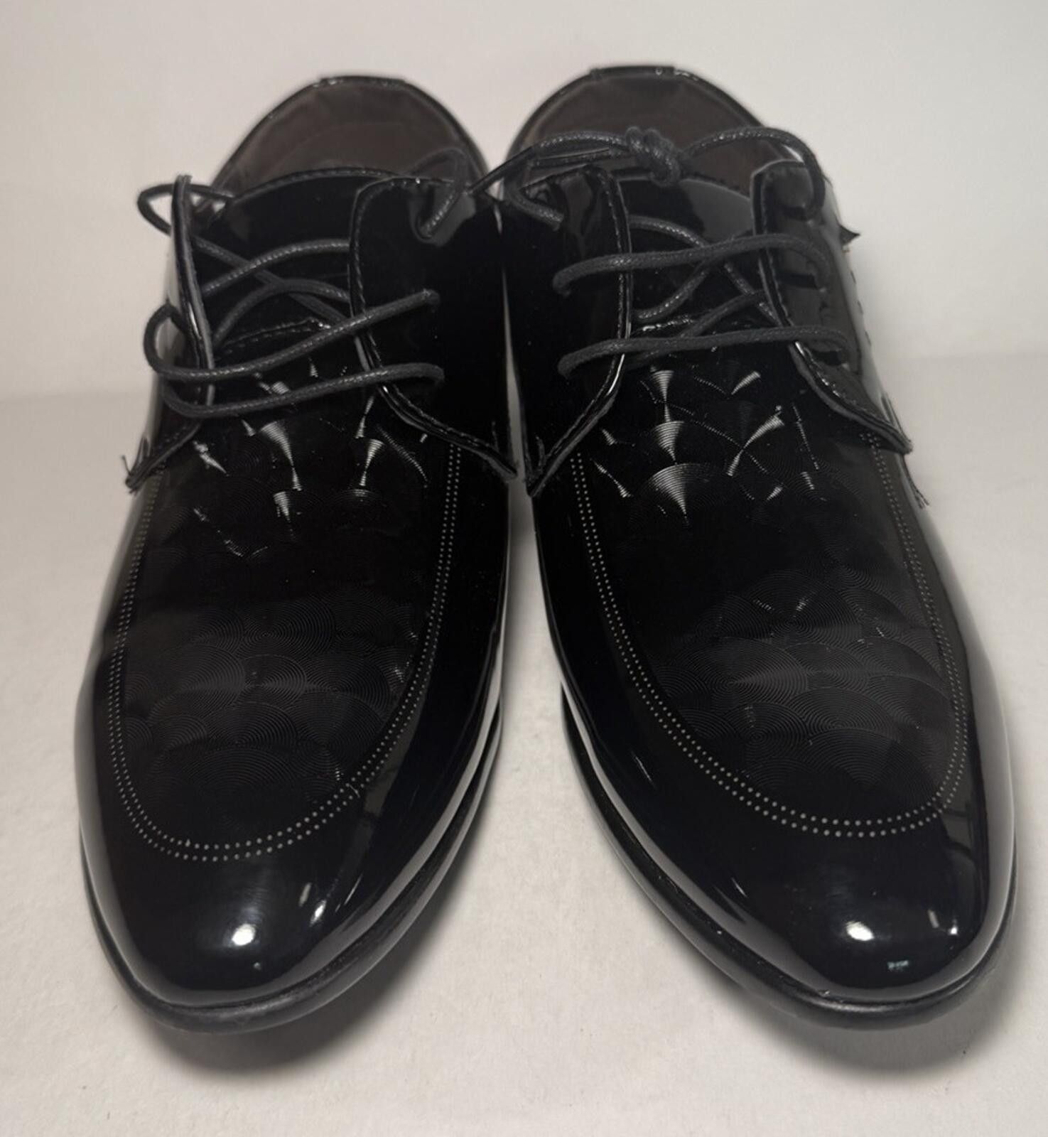 Other Mens Fashion Derby Dress Shoes Pointed Toe Lace Up Black Size US 11.5 / EU 44-45 - 2 Thumbnail