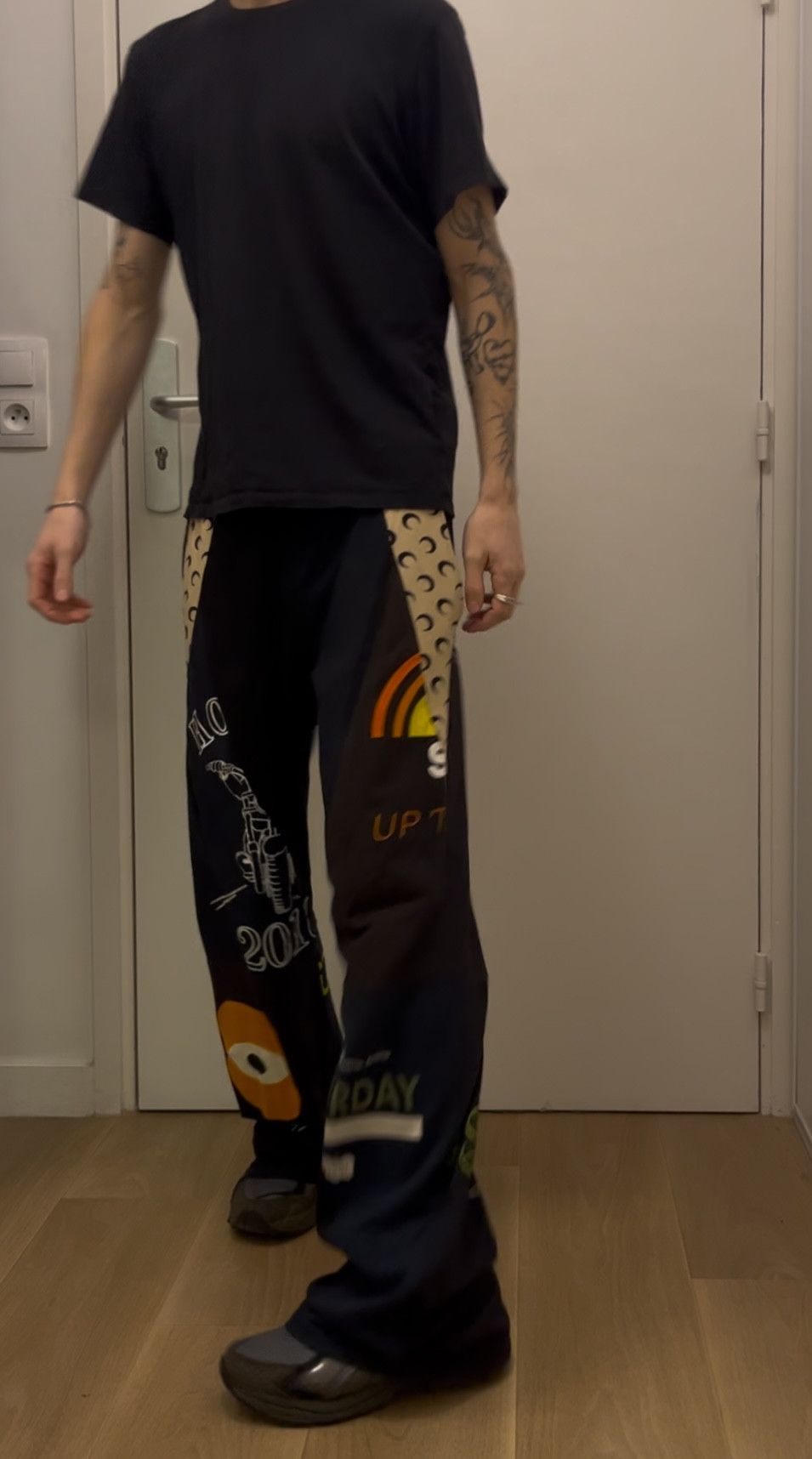 Marine Serre Black Regenerated T-Shirt Sweatpants Size US 32 / EU 48 - 4 Thumbnail