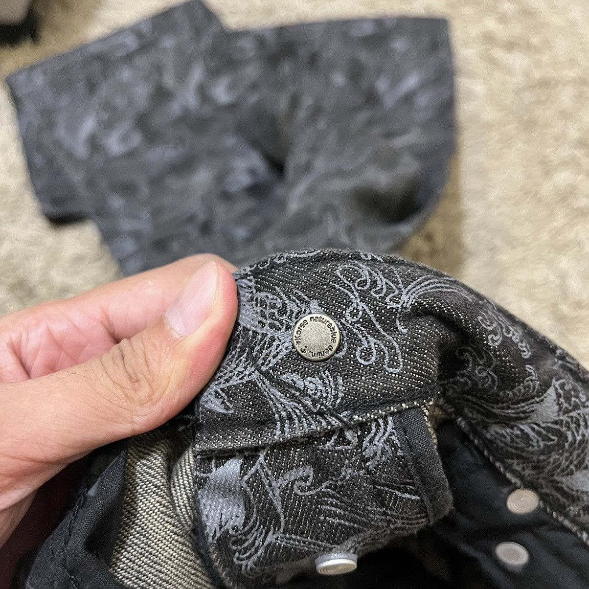 Japanese Brand Korse by Rei Takahashi Koi Fish Button Fly Denim Pants Size US 32 / EU 48 - 22 Thumbnail