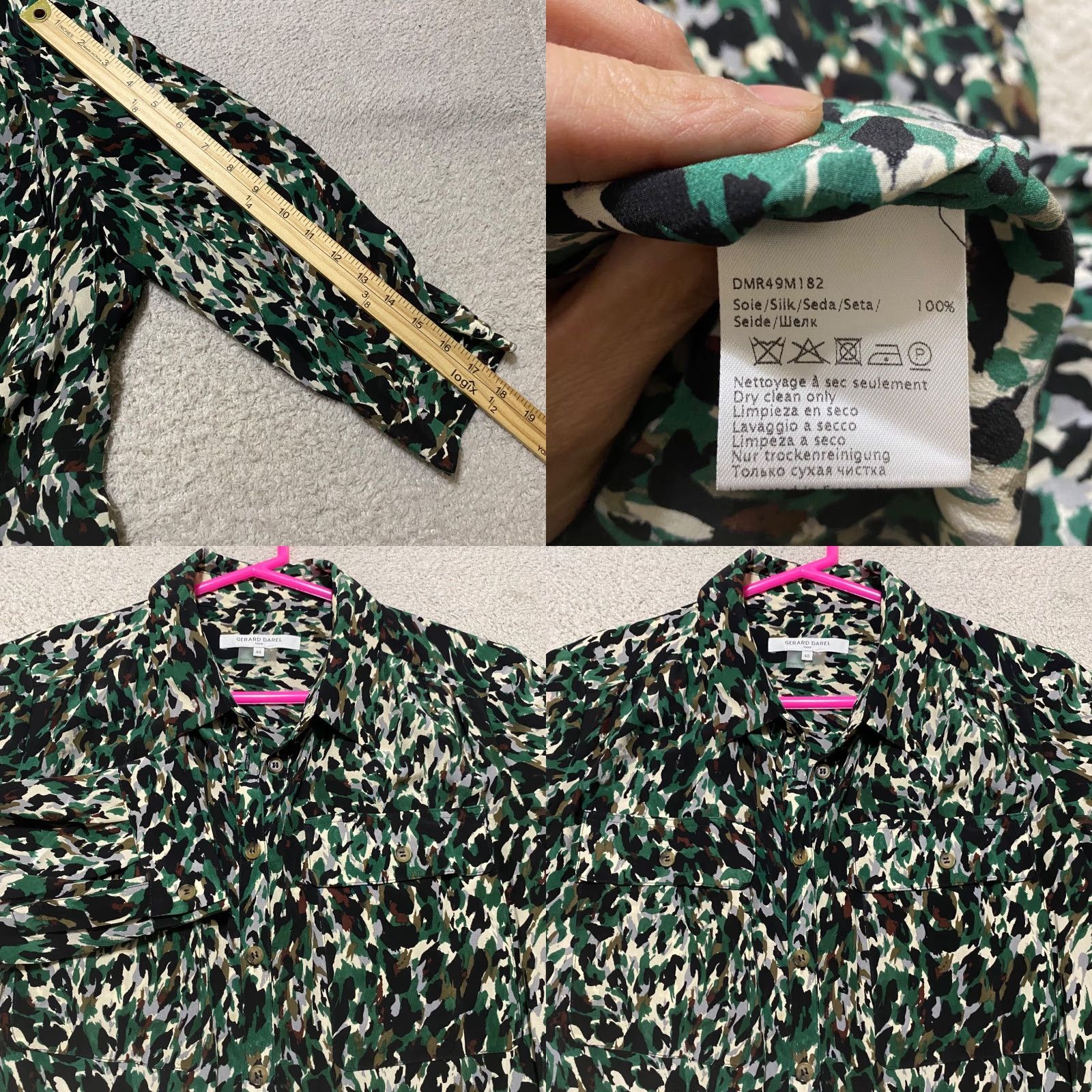 Talbots Gerard Darel Shirt Dress Geometric Multicolor 3/4 Sleeve Button Up Knit Silk Midi Casual Womens Size 40 Size S / US 4 / IT 40 - 8 Thumbnail
