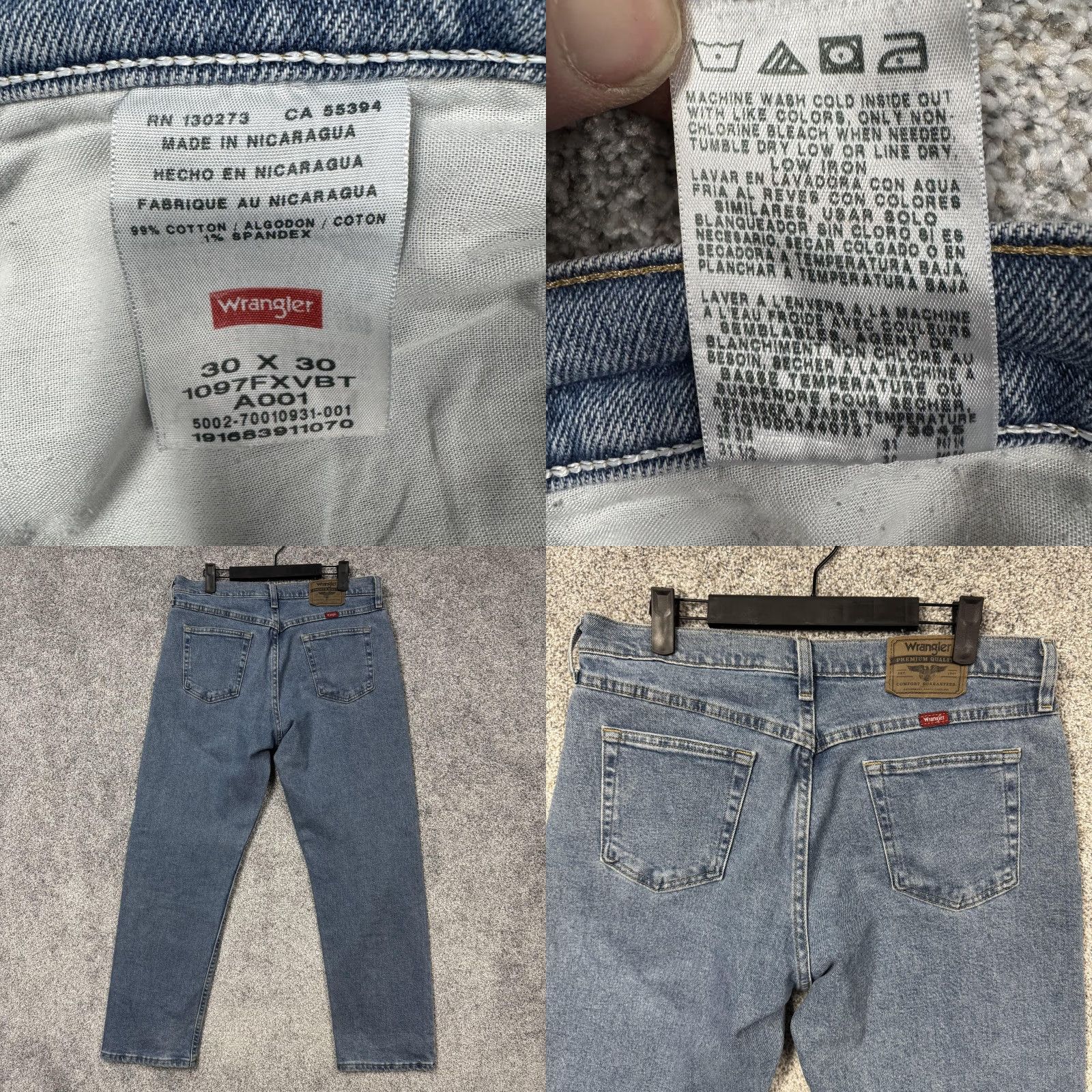 Wrangler Wrangler Jeans Mens 33x28.5 Medium Wash Blue Straight Stretch Denim Casual Size US 30 / EU 46 - 8 Thumbnail