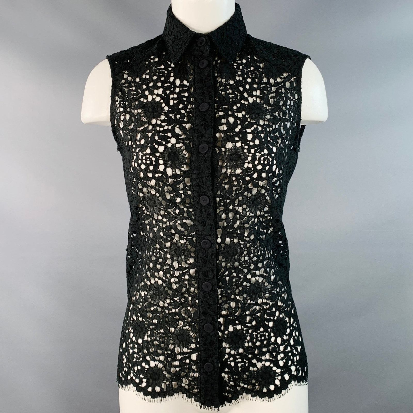 Erdem ERDEM Size 4 Black Lace Sleeveless Button Up Blouse Size S / US 4 / IT 40 - 1 Thumbnail