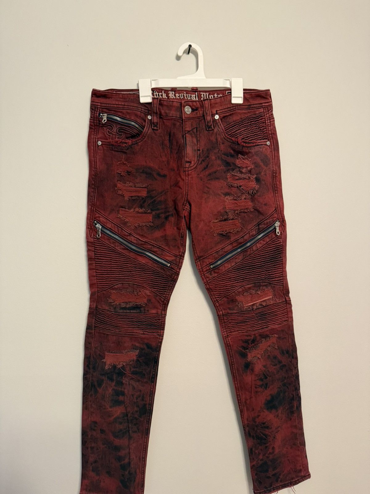 Rock Revival Men’s Rock Revival Moto Jeans-Red Size US 32 / EU 48 - 1 Thumbnail
