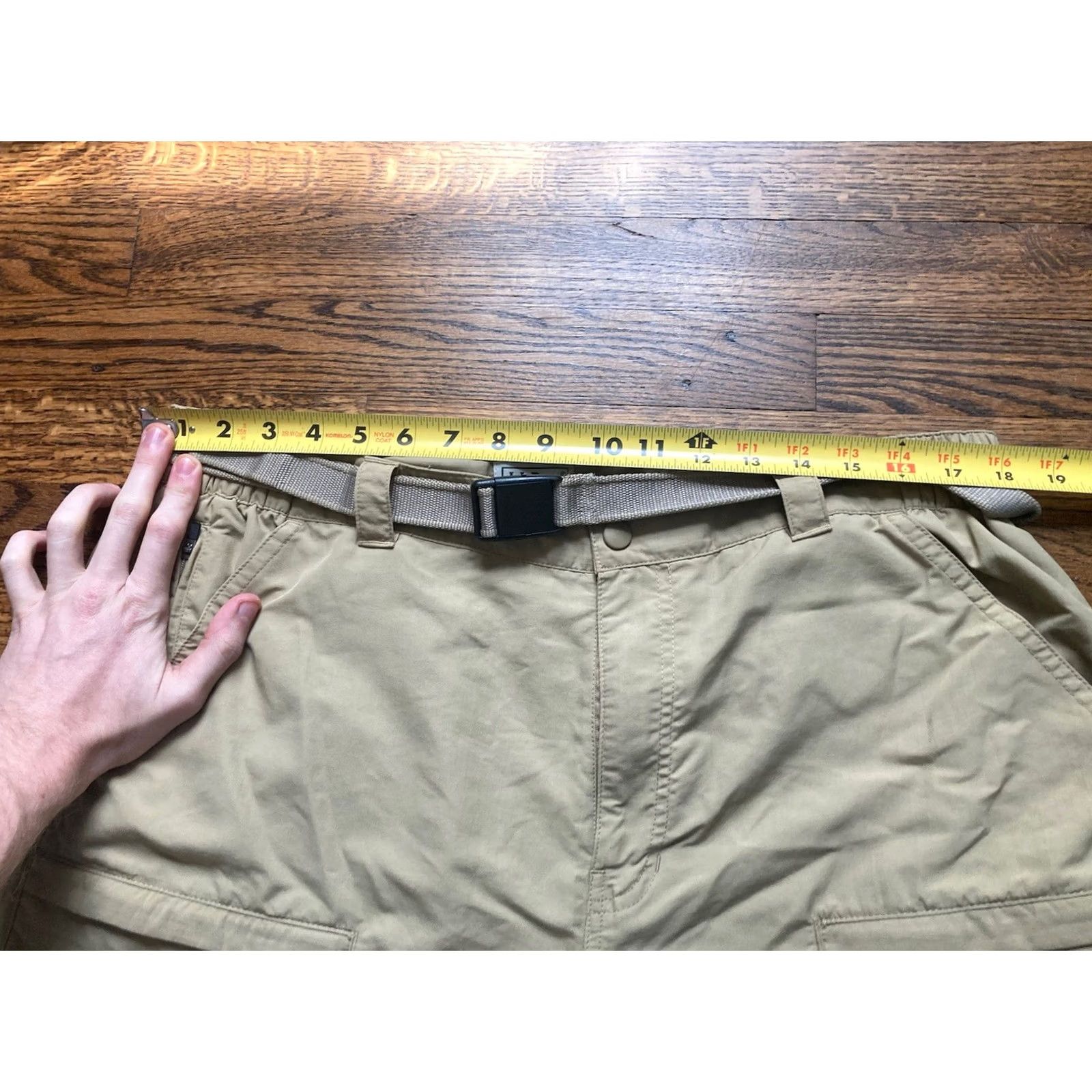 Vintage L.L. Bean Mens Large Beige Convertible Lightweight Hiking Pants Belted Zip Off Khakis Travel Workwear Casual Size US 33 - 4 Thumbnail