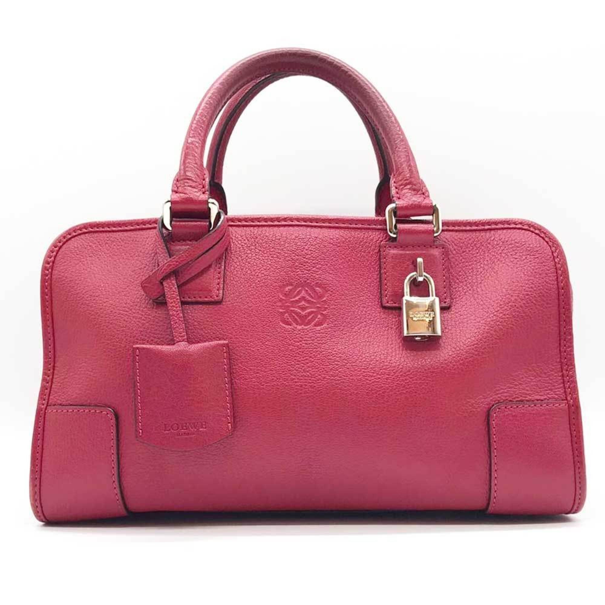 image of Loewe Handbag Amazona 28 Anagram Pink Leather in Black, Women's